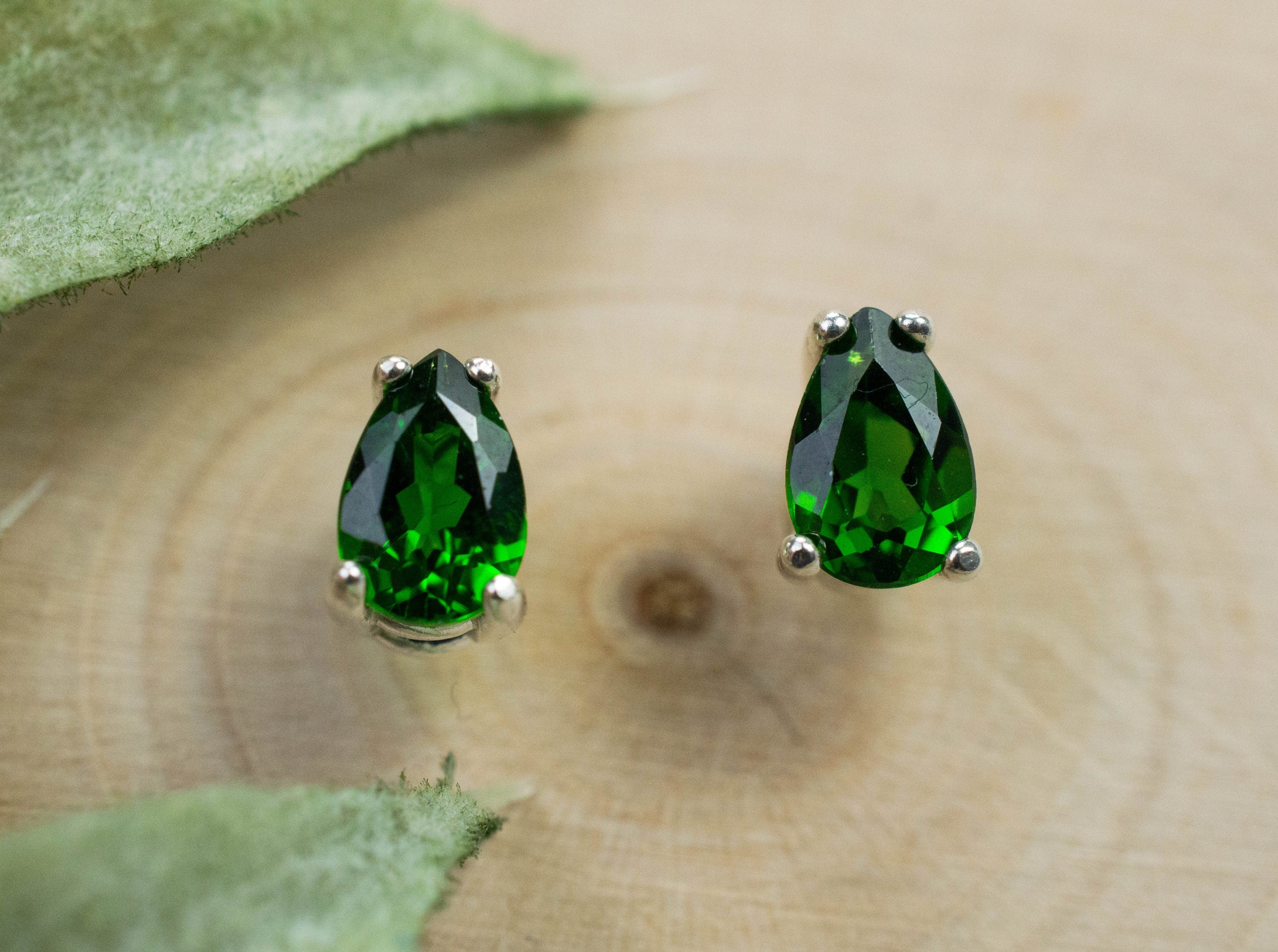 Chrome Diopside Earrings; Natural Untreated Siberia Diopside; 0.965cts - Mark Oliver Gems