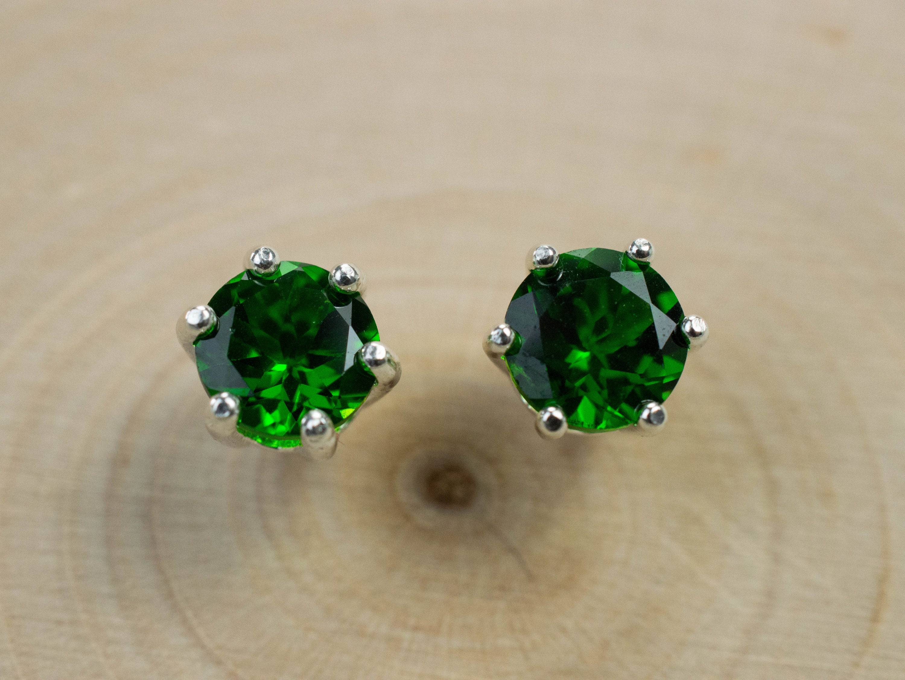 Chrome Diopside Earrings; Natural Untreated Siberia Diopside; 1.790cts - Mark Oliver Gems