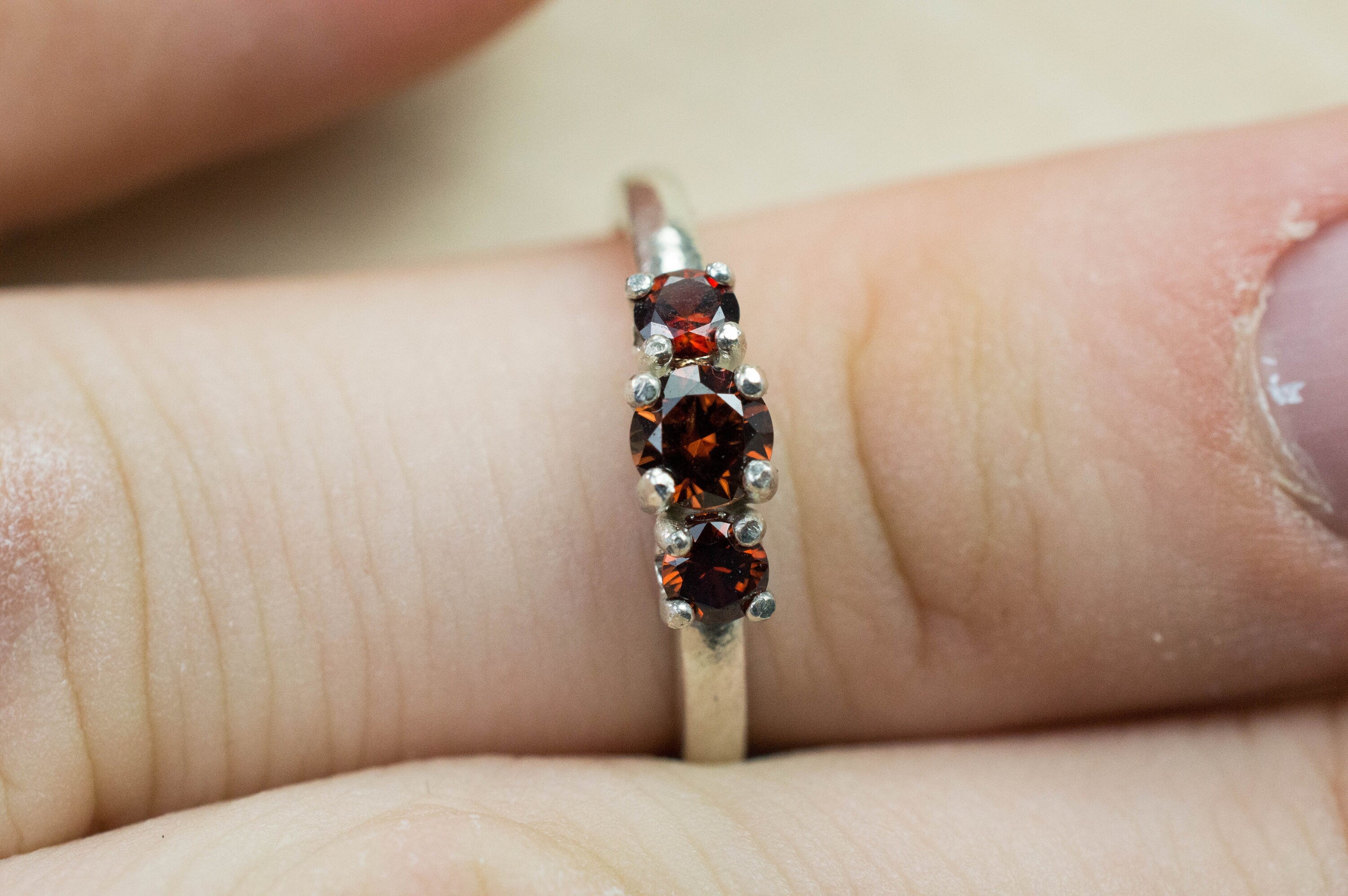 Zircon Ring; Genuine Untreated Tanzania Cognac Zircon Set - Mark Oliver Gems