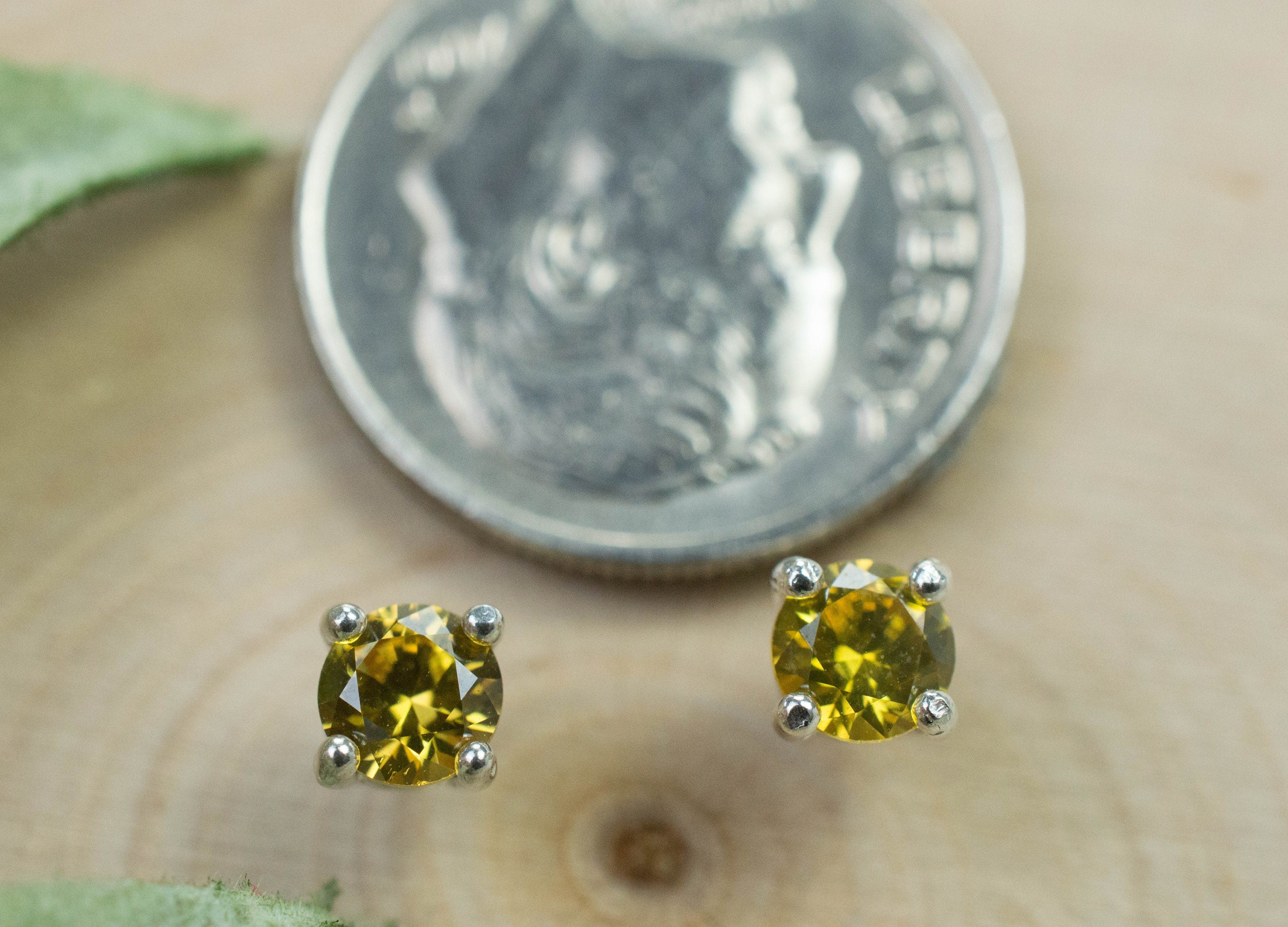 Yellow Zircon Earrings; Genuine Untreated Tanzania Zircon; 0.710cts - Mark Oliver Gems