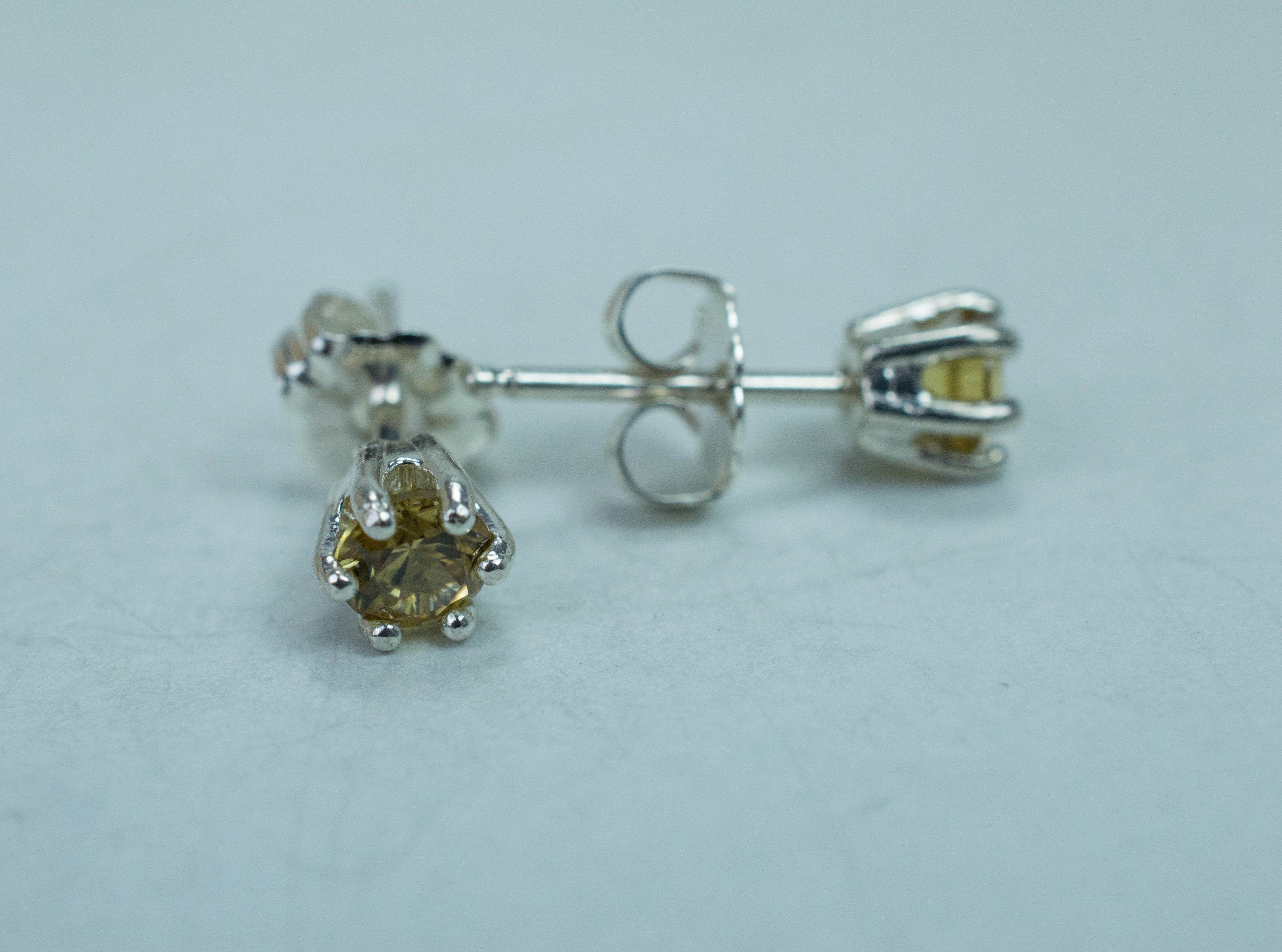 Yellow Zircon Earrings; Genuine Untreated Tanzania Zircon; 0.745cts - Mark Oliver Gems