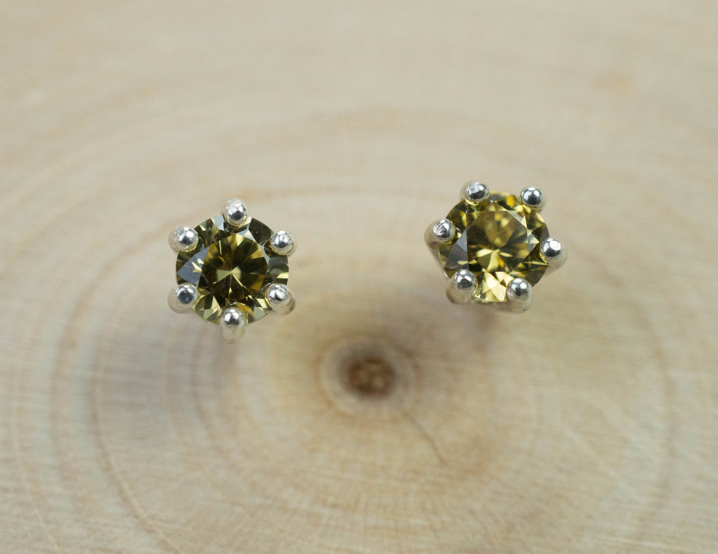 Yellow Zircon Earrings; Genuine Untreated Tanzania Zircon; 0.745cts - Mark Oliver Gems