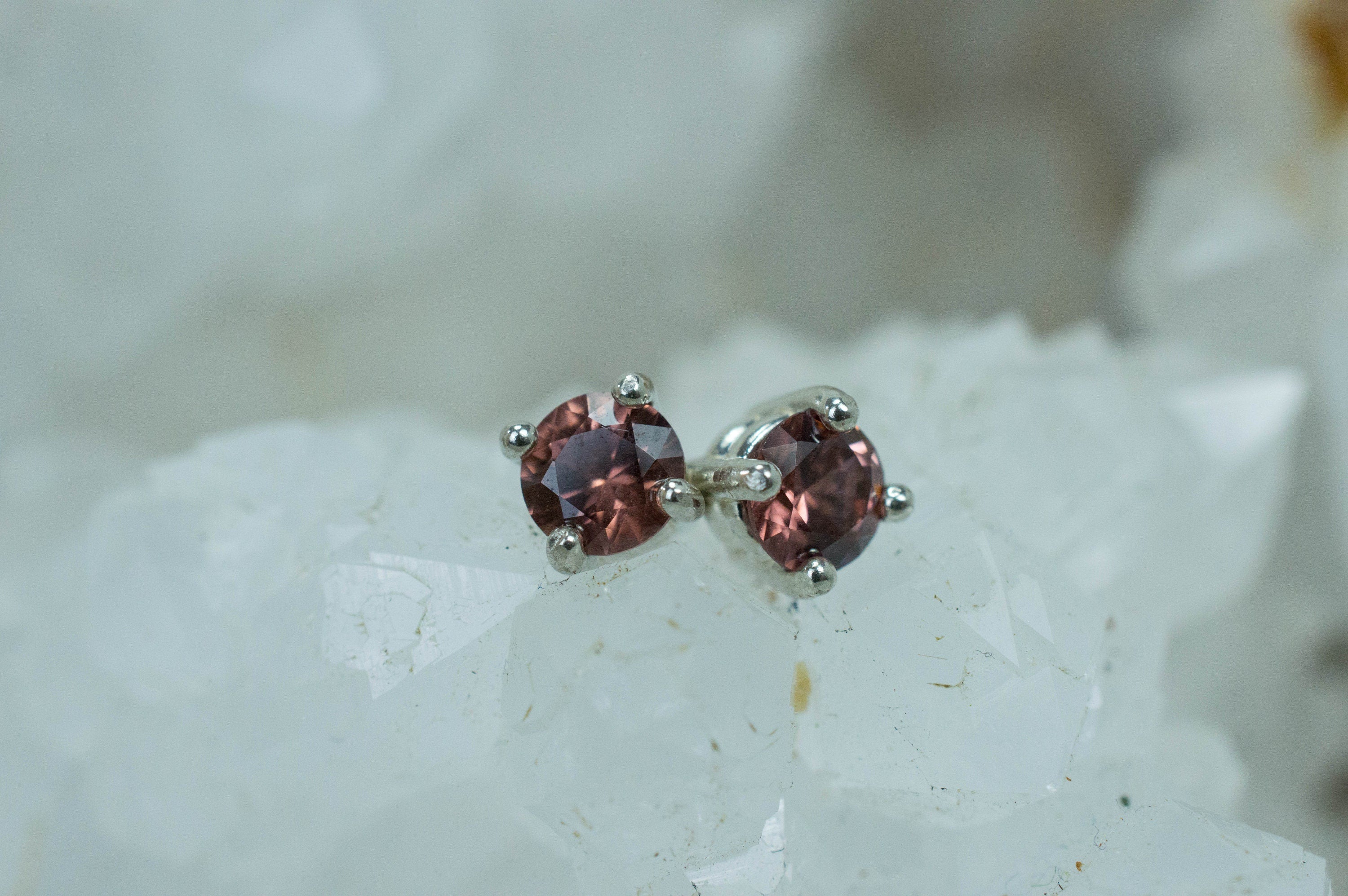 Pink Zircon Earrings; Genuine Untreated Tanzania Rose Zircon; 0.700cts - Mark Oliver Gems