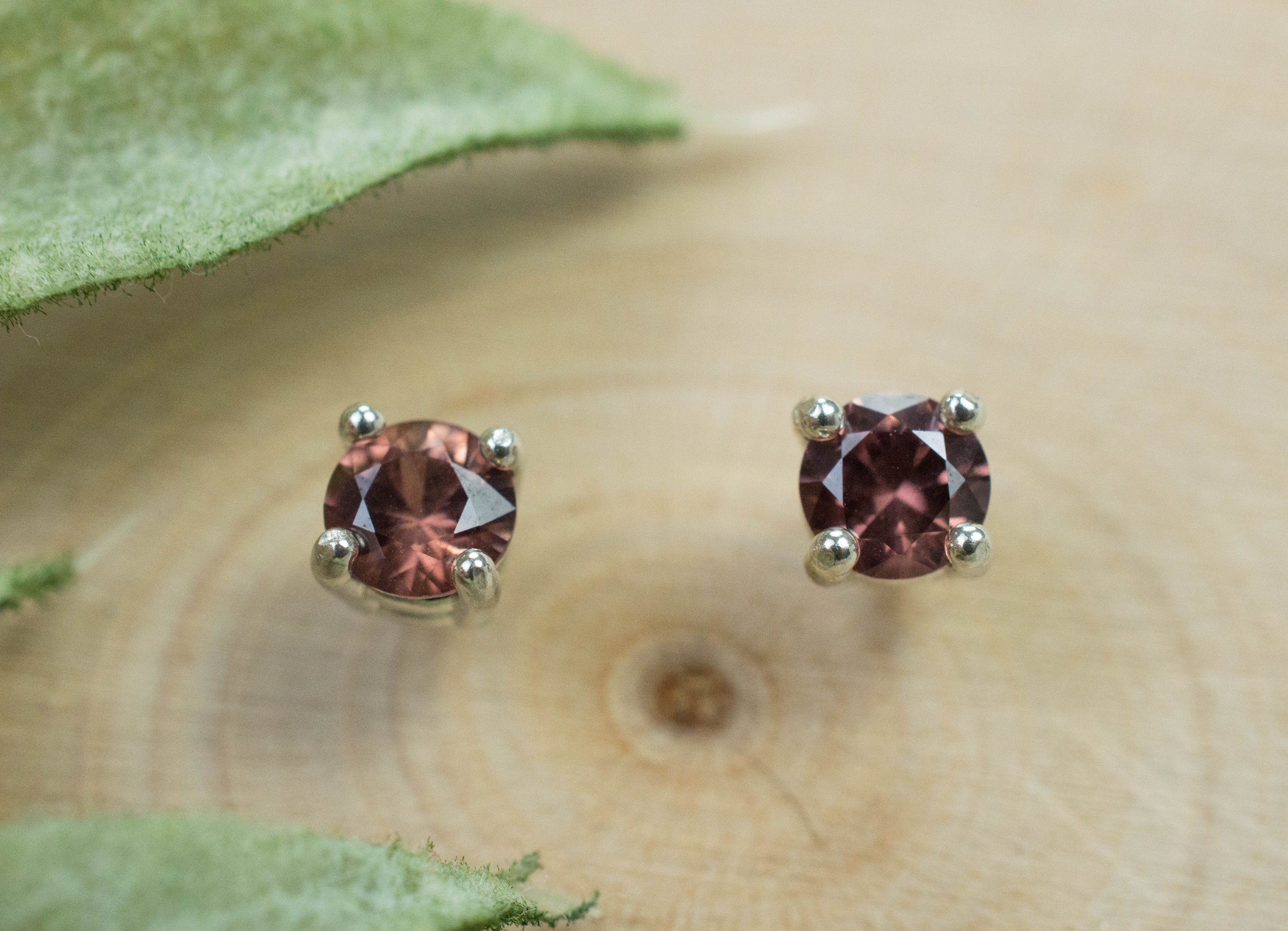 Pink Zircon Earrings; Genuine Untreated Tanzania Rose Zircon; 0.700cts - Mark Oliver Gems