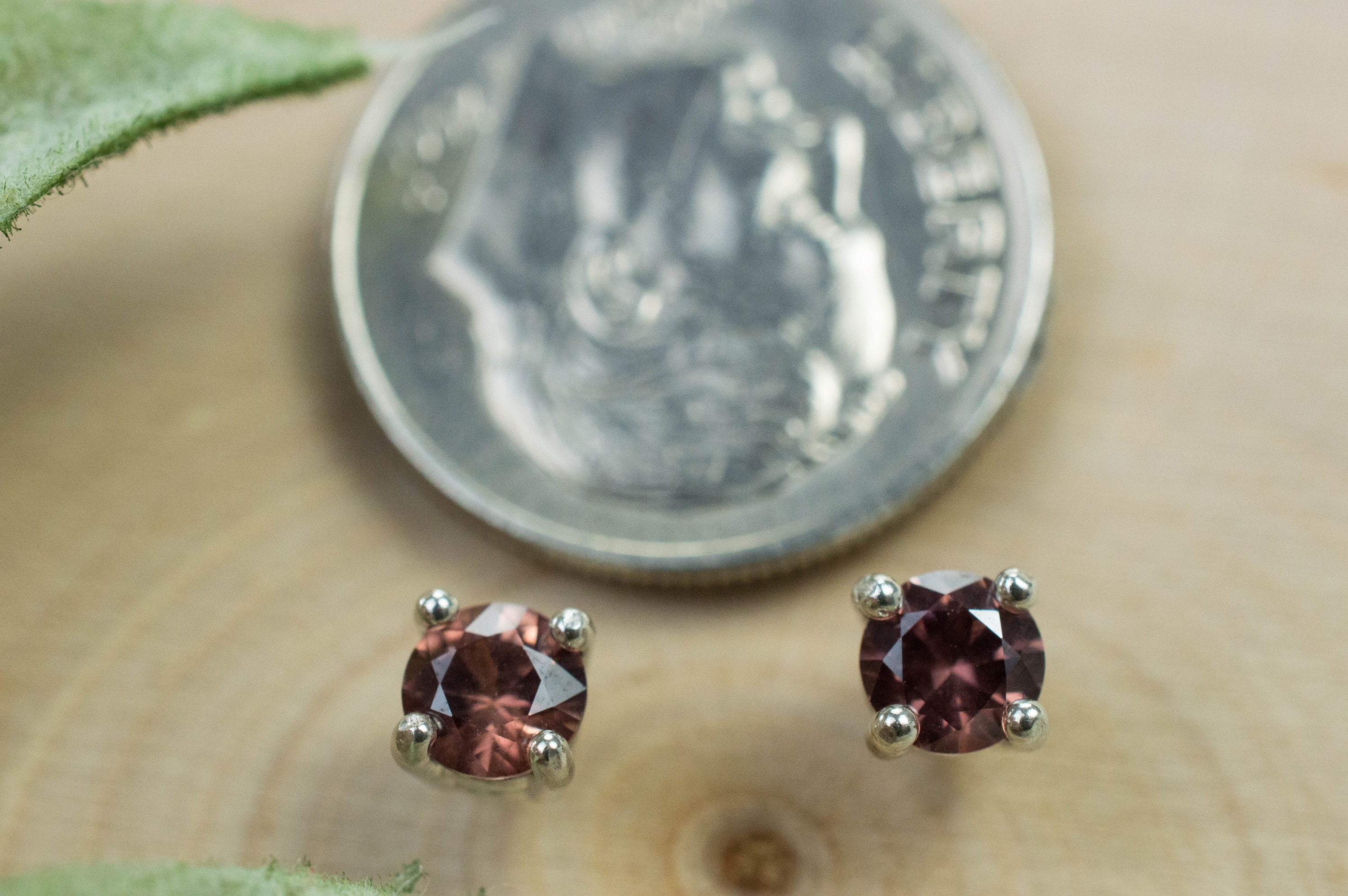 Pink Zircon Earrings; Genuine Untreated Tanzania Rose Zircon; 0.700cts - Mark Oliver Gems