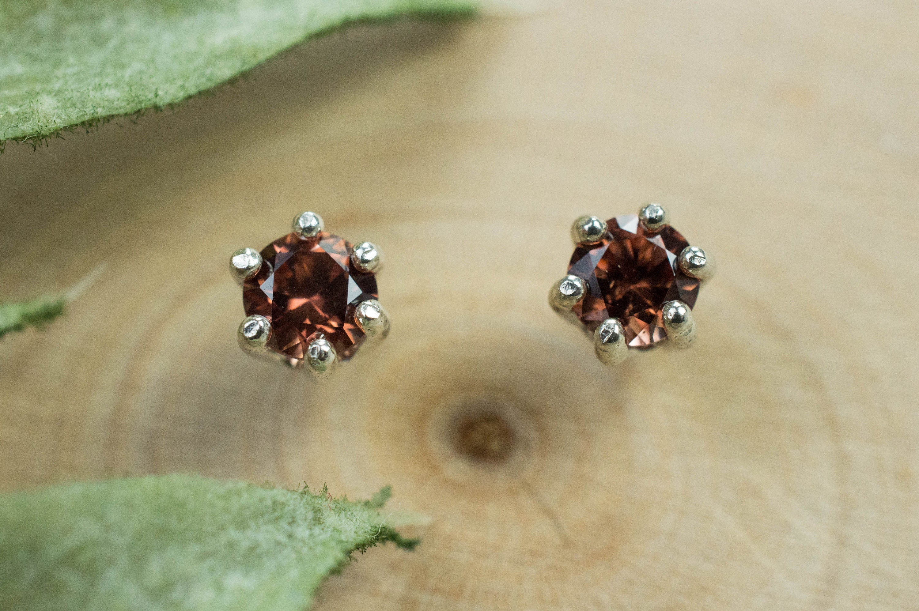 Rose Zircon Earrings; Genuine Untreated Tanzania Pink Zircon; 0.705cts - Mark Oliver Gems