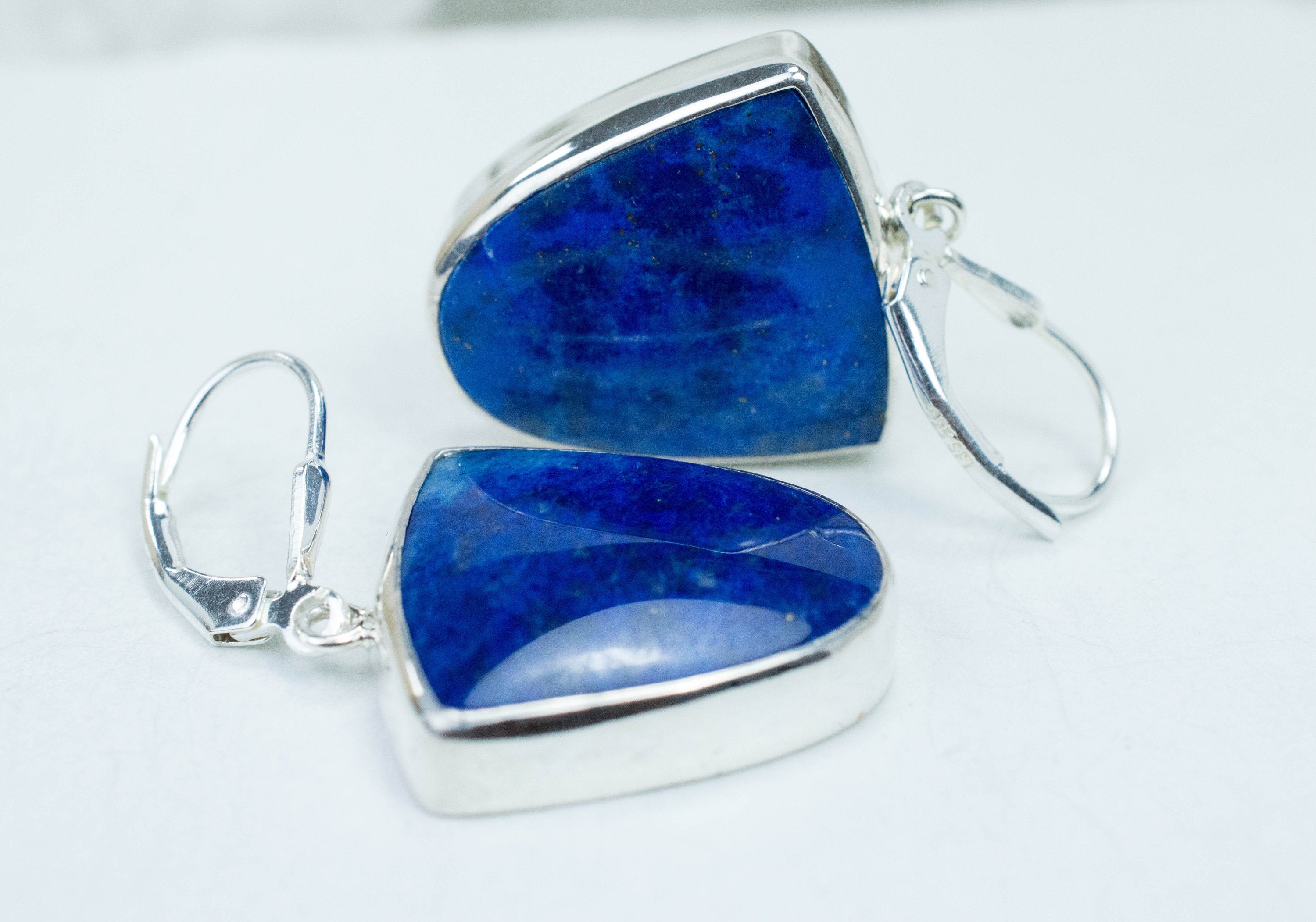 Lapis Lazuli Earrings, Natural Untreated Afghanistan Lapis - Mark Oliver Gems