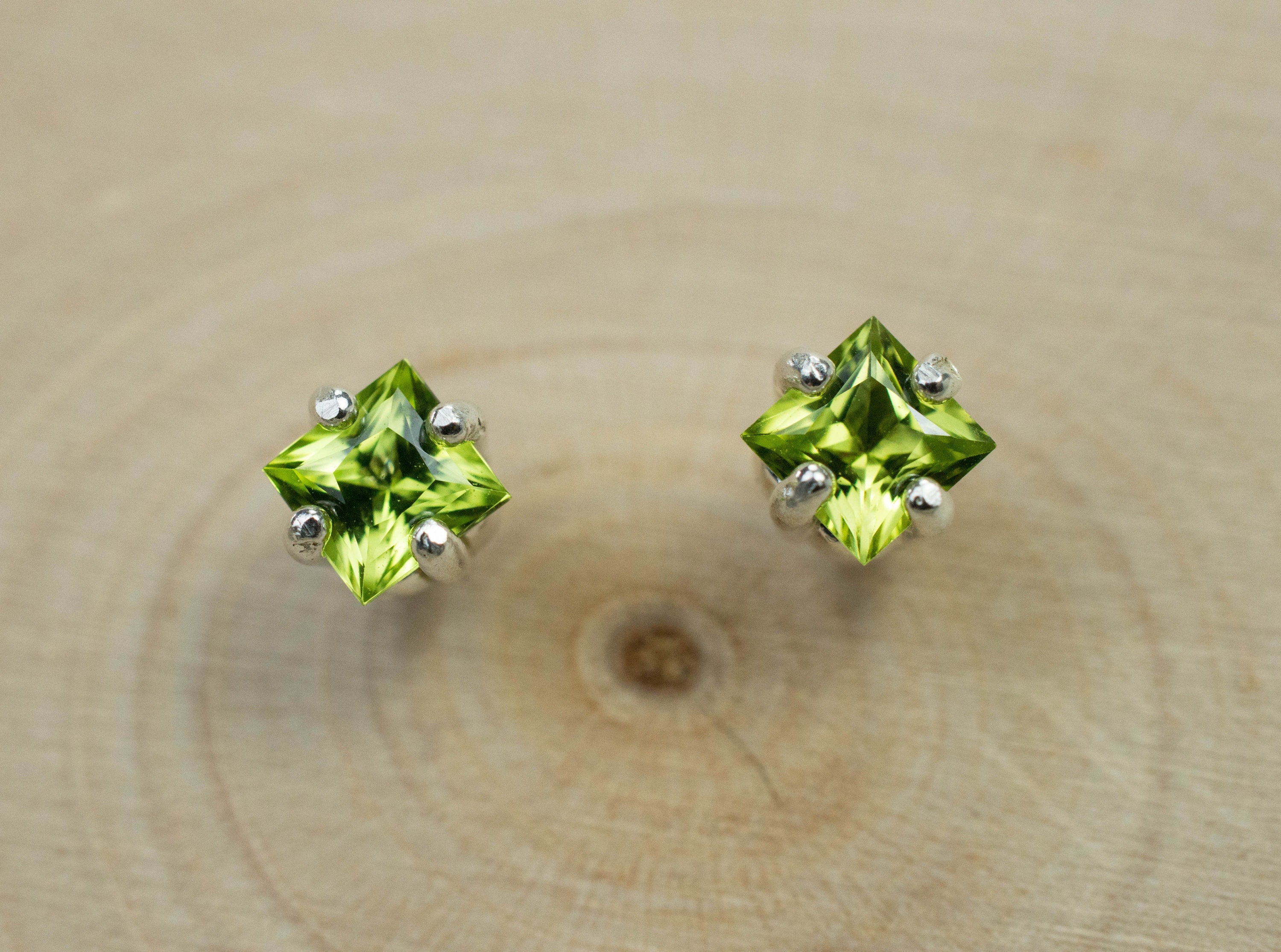 Peridot Earrings; Natural Untreated Arizona Peridot; 0.680cts - Mark Oliver Gems