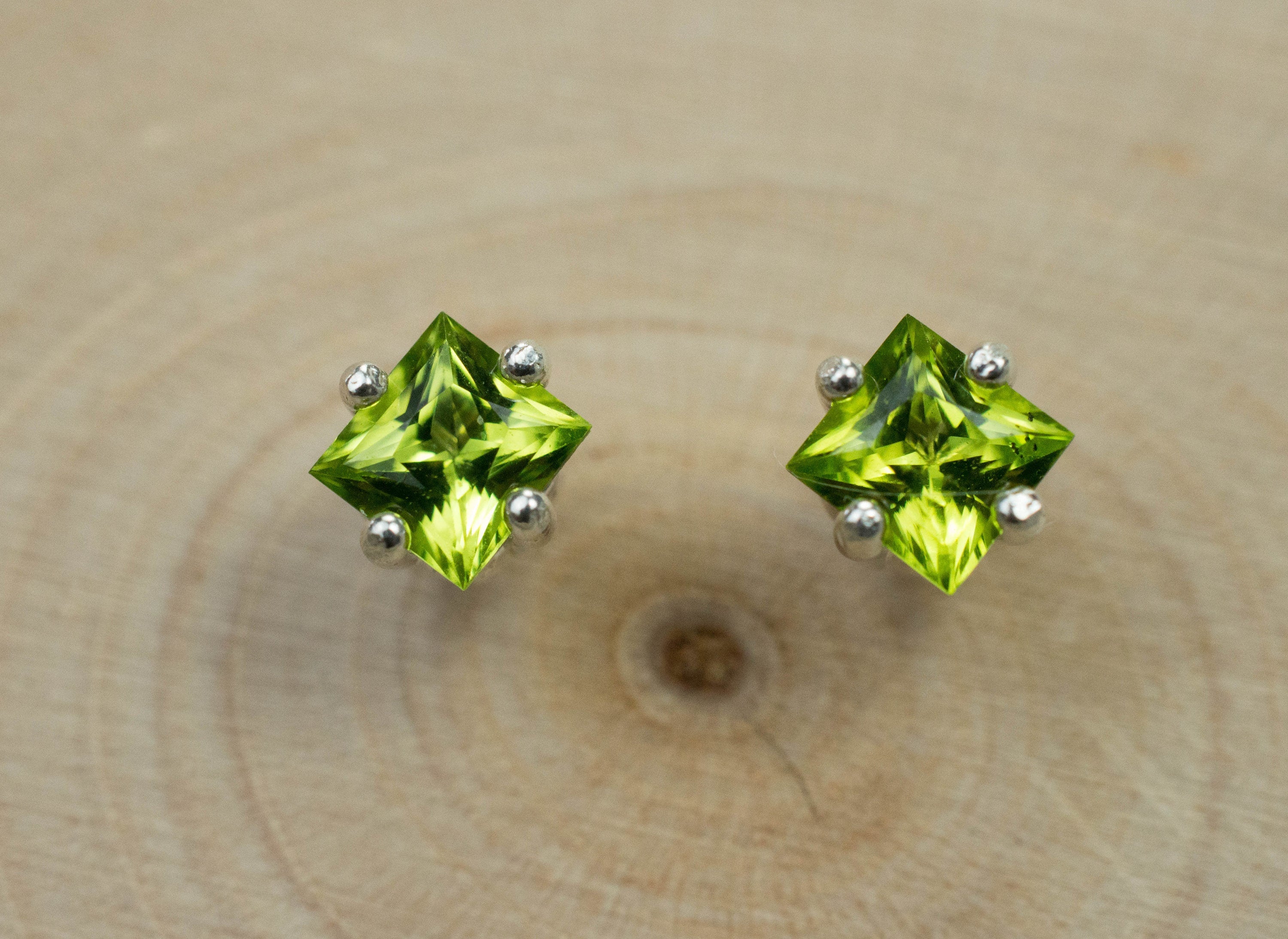 Peridot Earrings; Natural Untreated Arizona Peridot; 0.870cts - Mark Oliver Gems