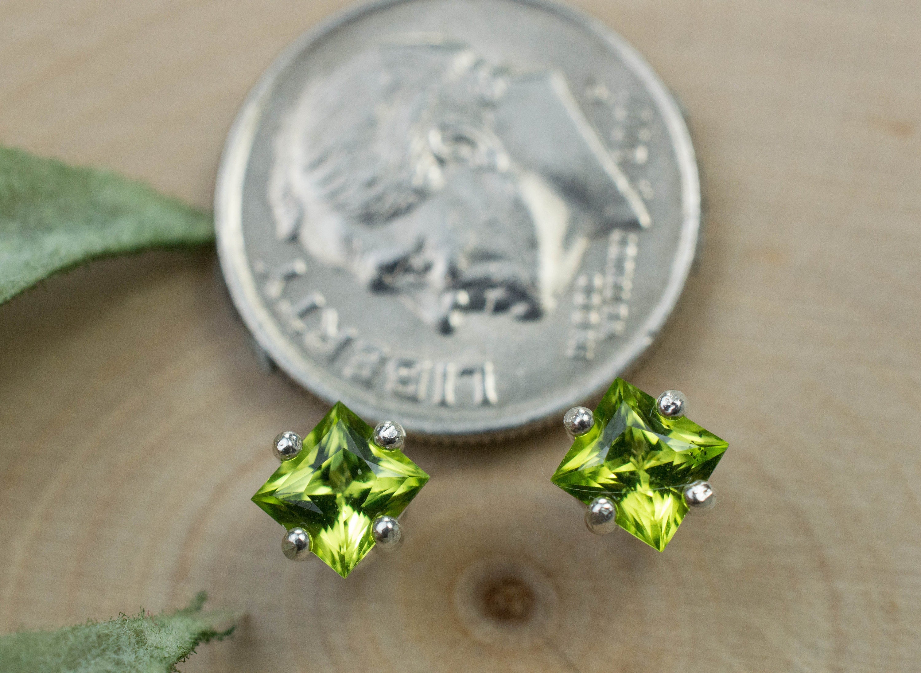 Peridot Earrings; Natural Untreated Arizona Peridot; 0.870cts - Mark Oliver Gems