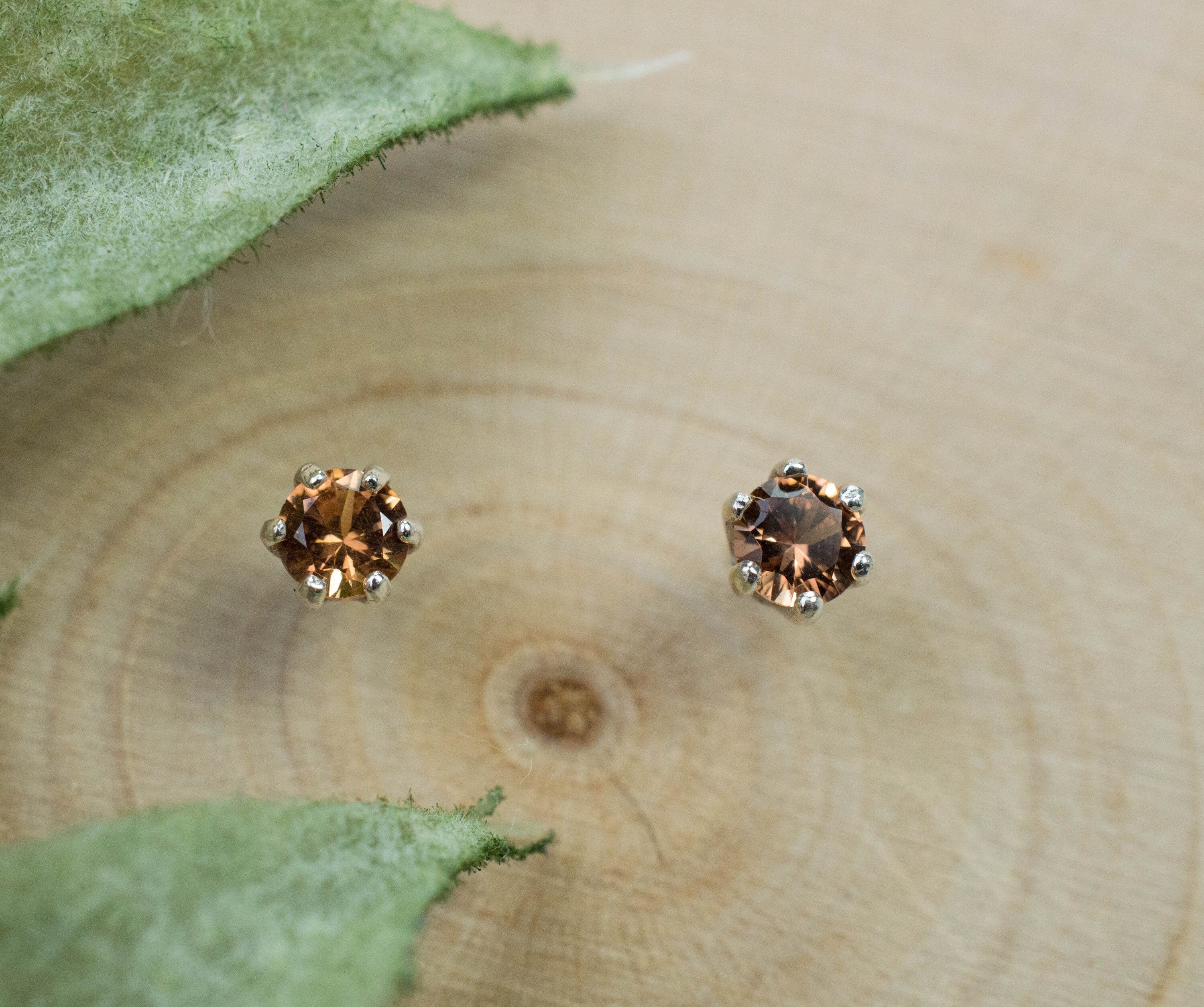 Cinnamon Garnet Earrings; Genuine Untreated Tanzania Garnet; 0.235cts - Mark Oliver Gems