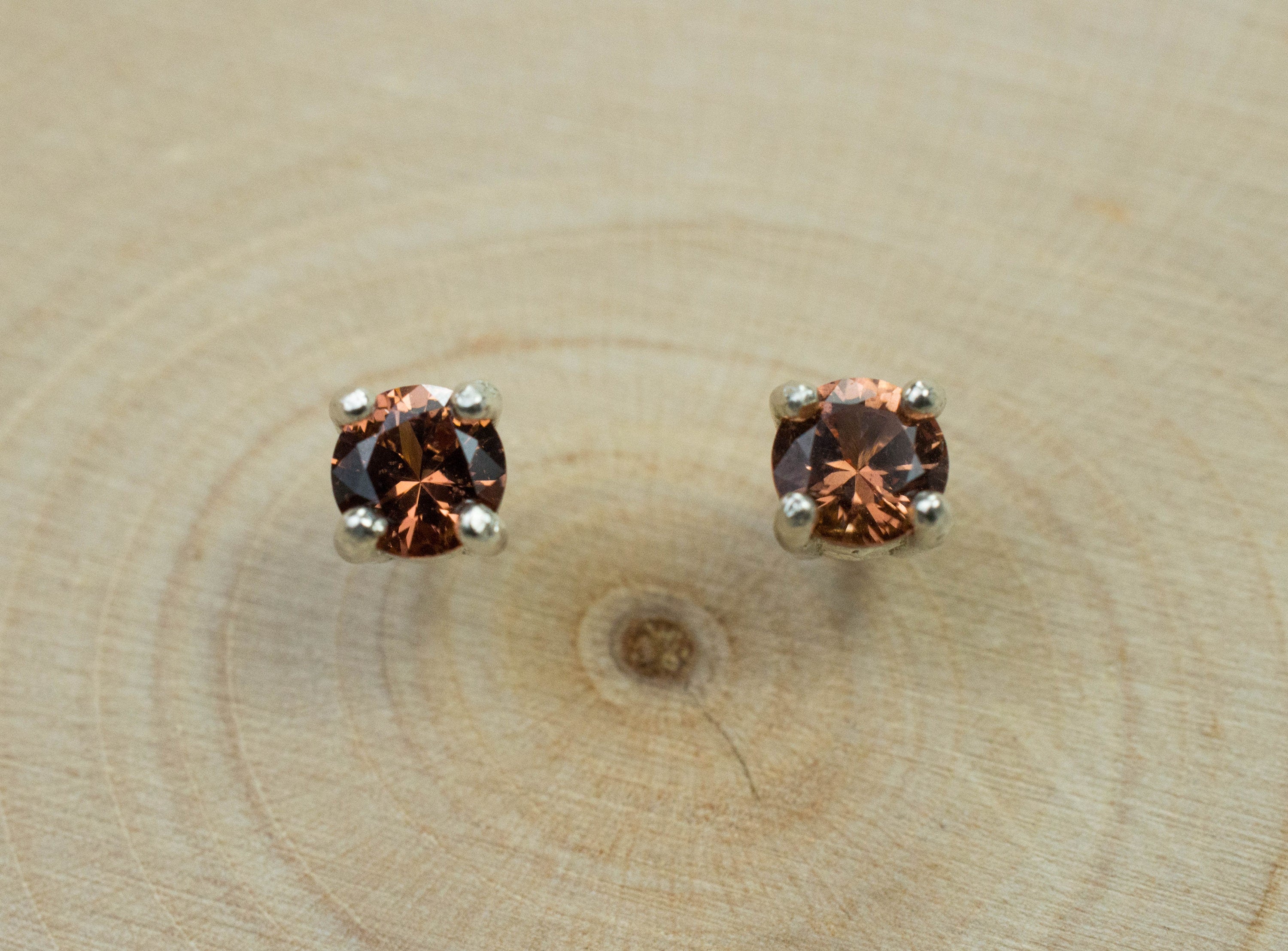 Cinnamon Garnet Earrings; Genuine Untreated Tanzania Garnet; 0.520cts - Mark Oliver Gems