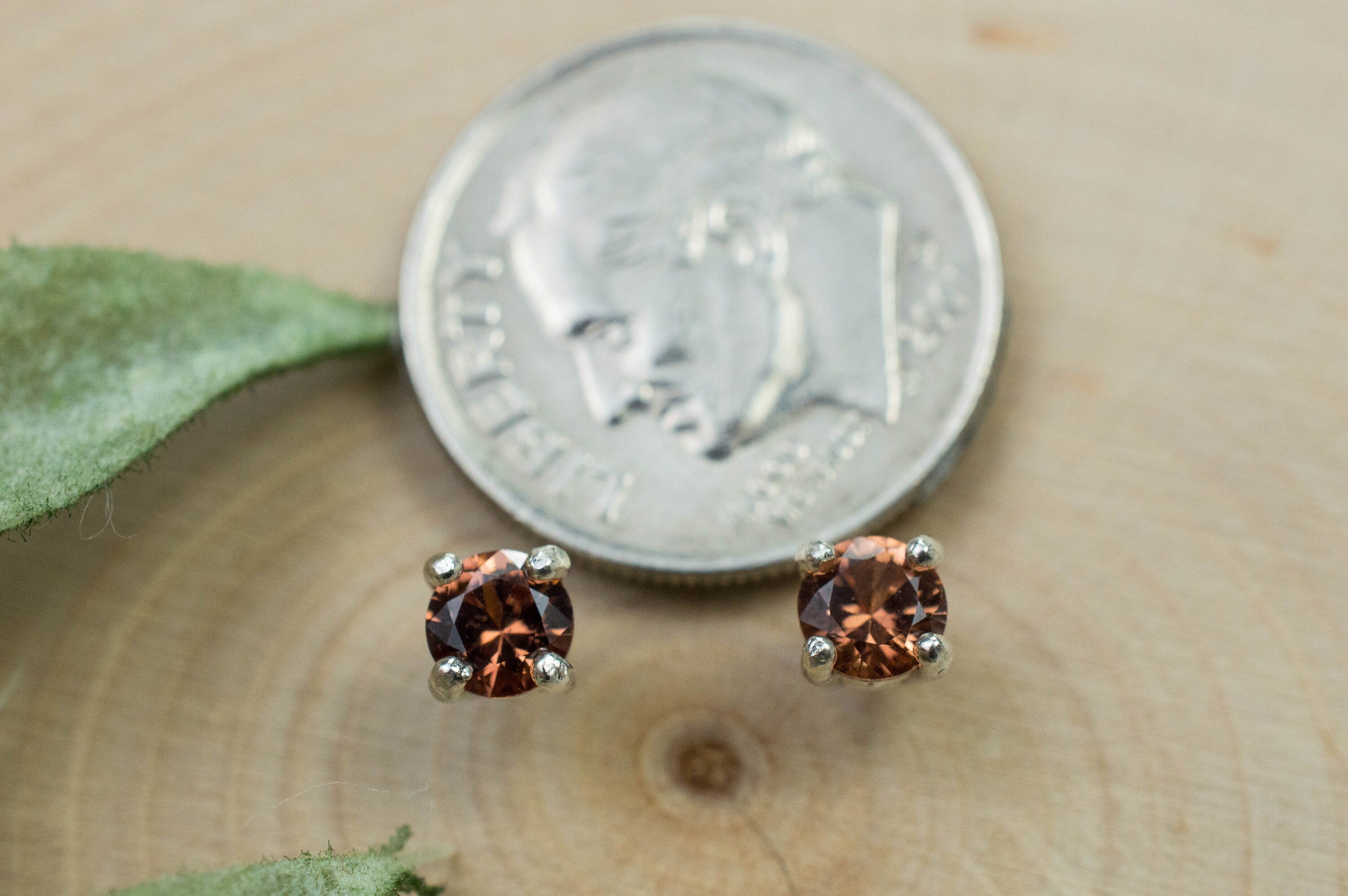 Cinnamon Garnet Earrings; Genuine Untreated Tanzania Garnet; 0.520cts - Mark Oliver Gems