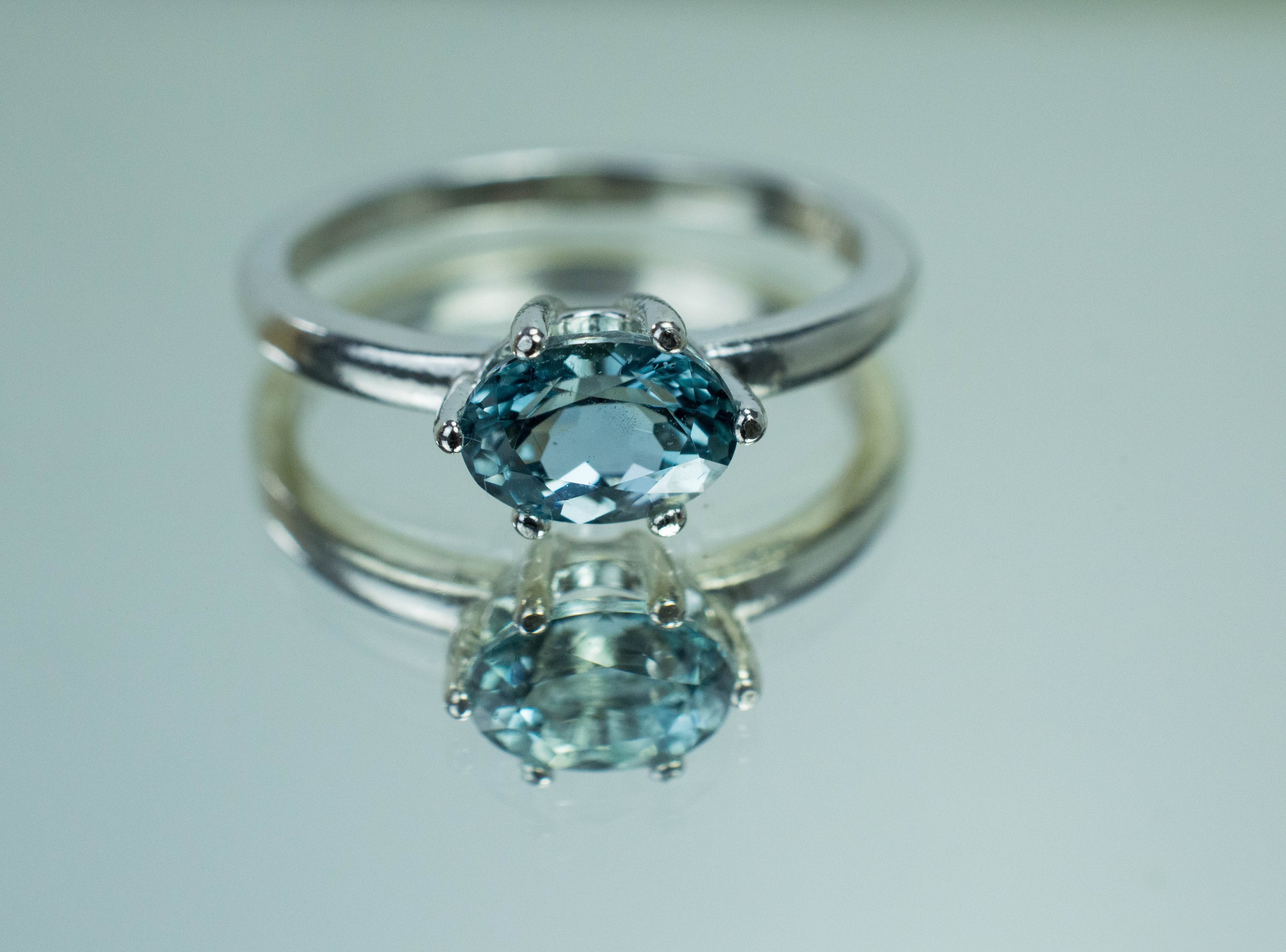 Aquamarine Ring, Genuine Untreated Zambia Aquamarine - Mark Oliver Gems