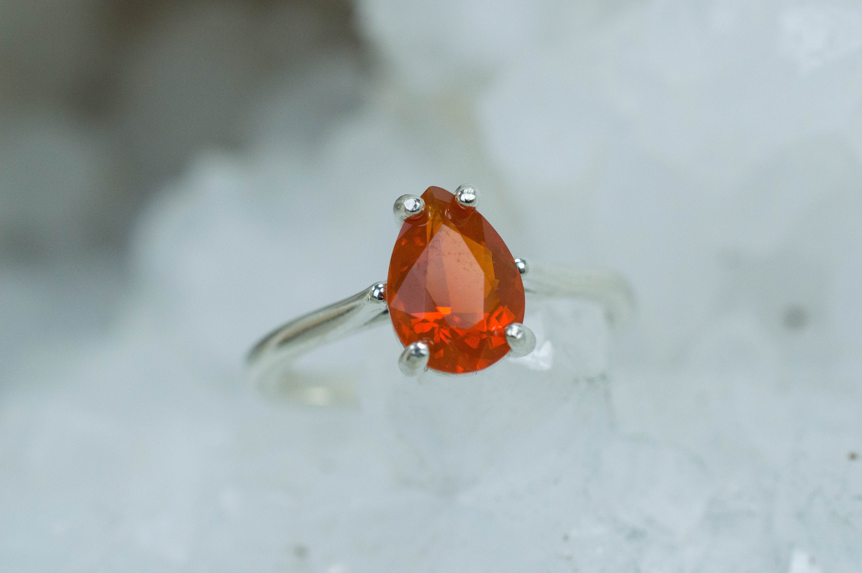 Fire Opal Ring, Genuine Untreated Mexico Opal; 0.895cts - Mark Oliver Gems