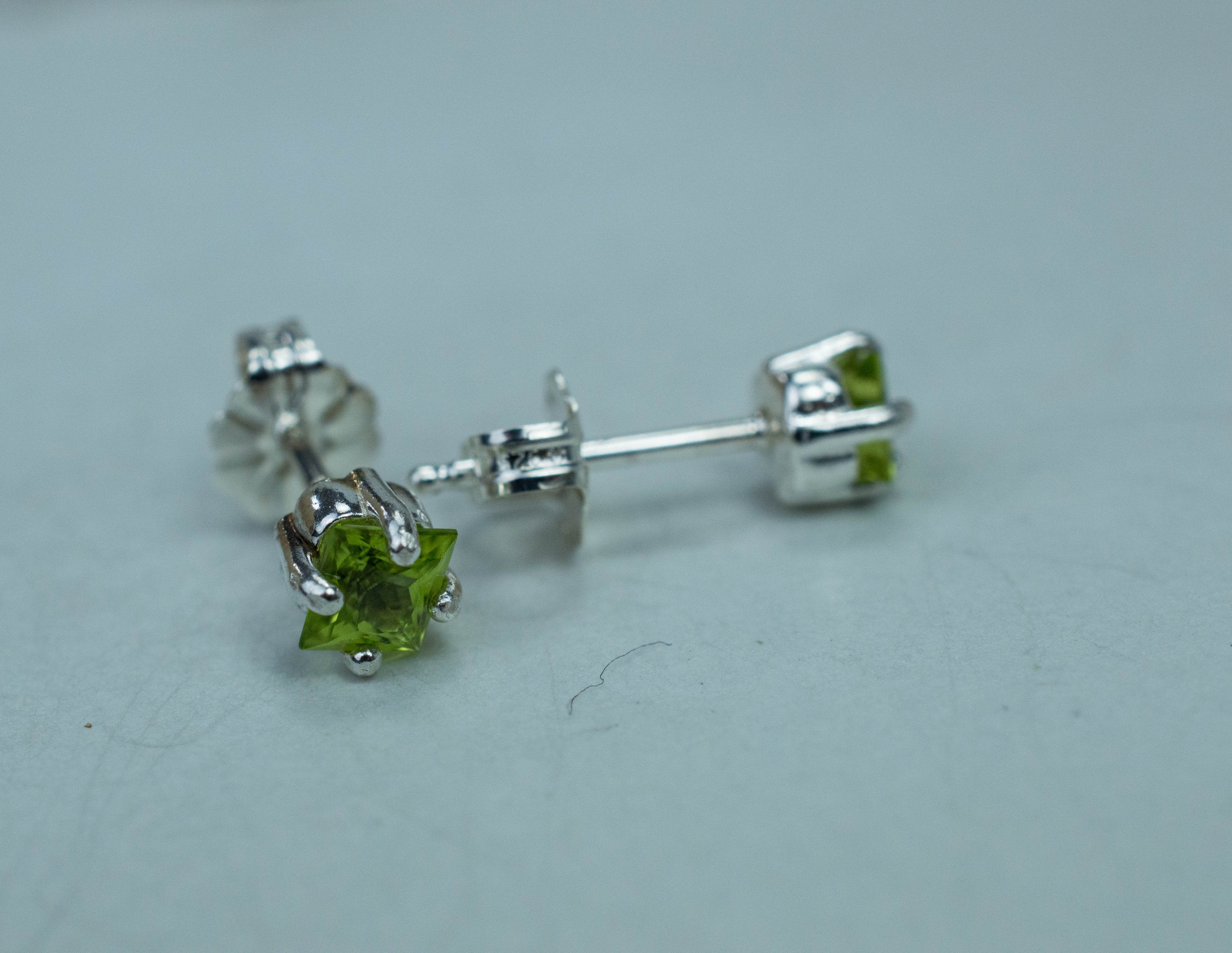 Peridot Earrings; Natural Untreated Arizona Peridot; 0.680cts - Mark Oliver Gems