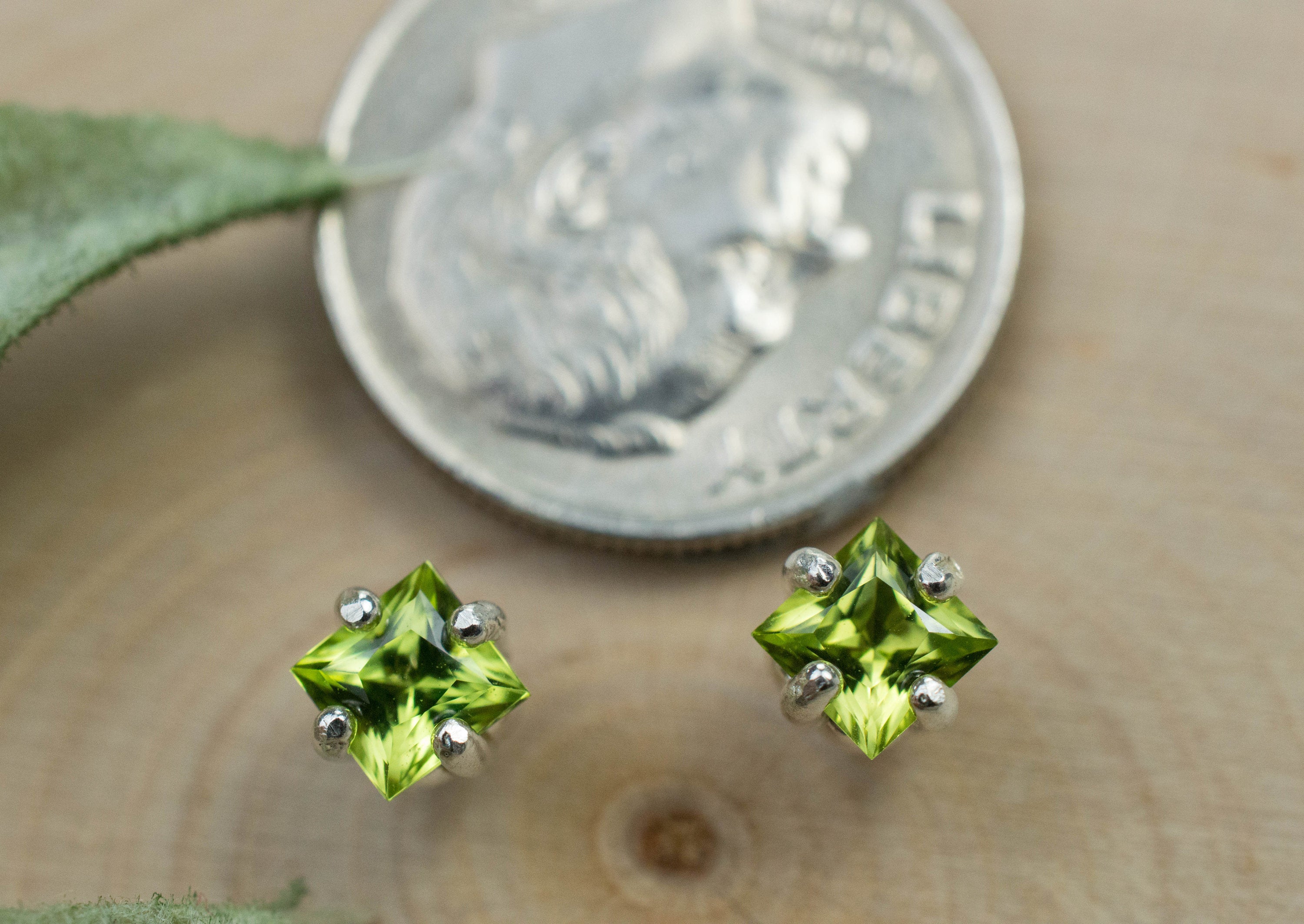 Peridot Earrings; Natural Untreated Arizona Peridot; 0.680cts - Mark Oliver Gems