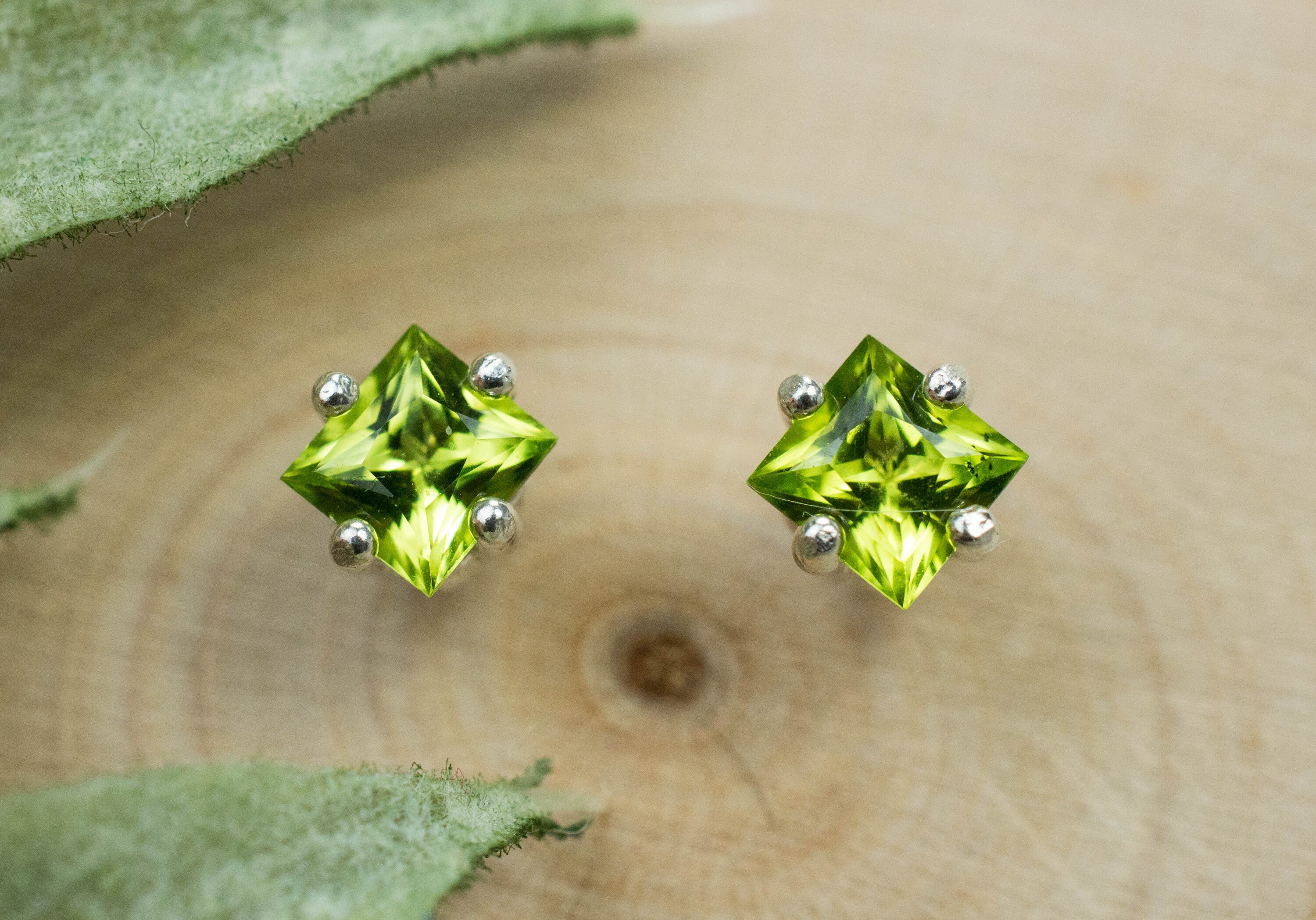 Peridot Earrings; Natural Untreated Arizona Peridot; 0.870cts - Mark Oliver Gems