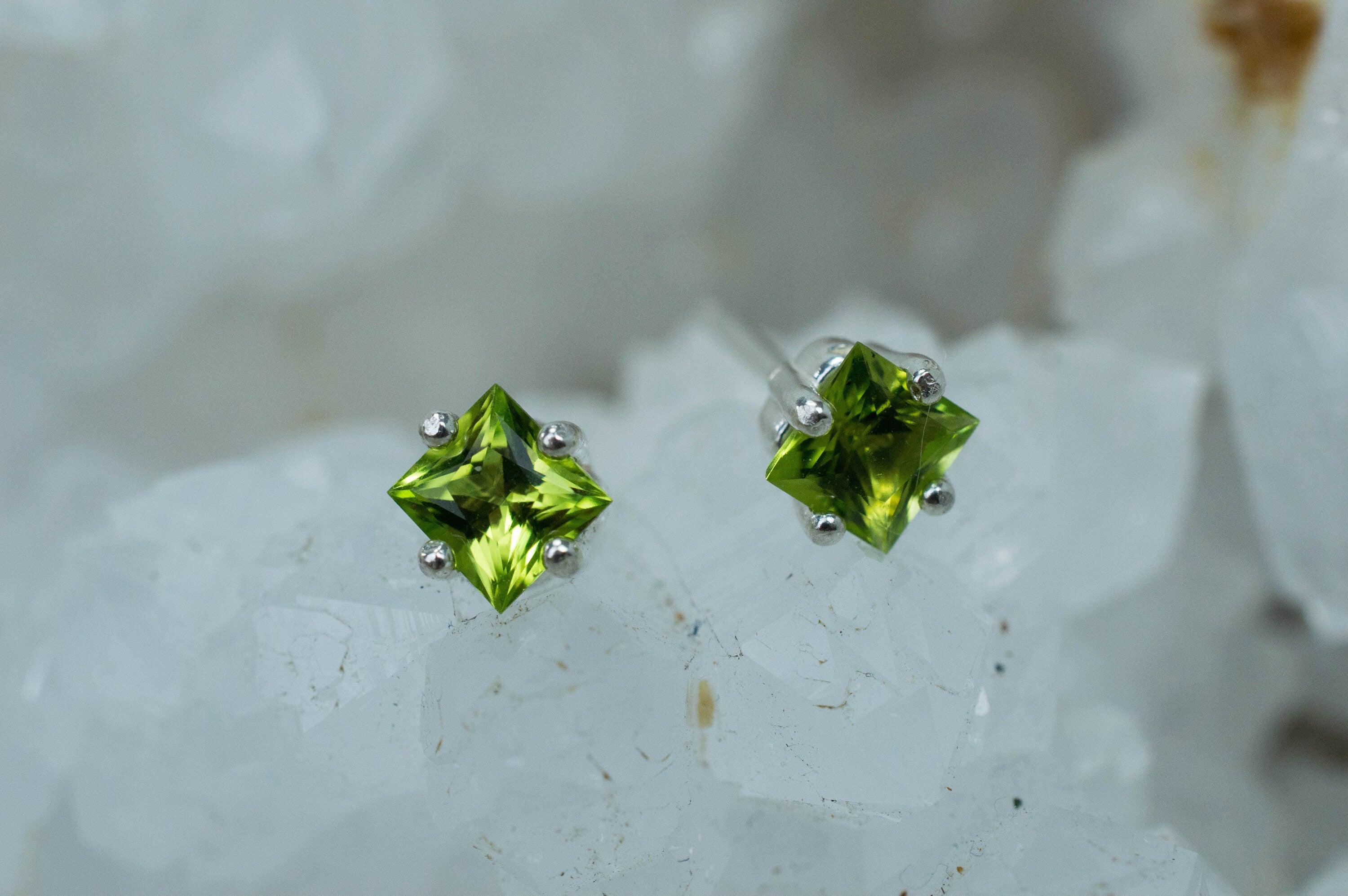 Peridot Earrings; Natural Untreated Arizona Peridot; 0.870cts - Mark Oliver Gems