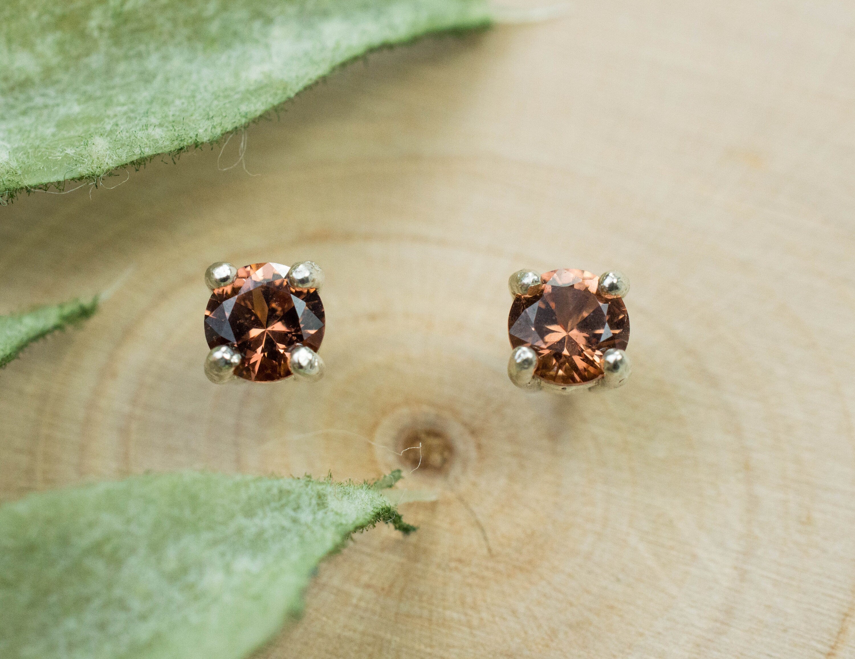 Cinnamon Garnet Earrings; Genuine Untreated Tanzania Garnet; 0.520cts - Mark Oliver Gems