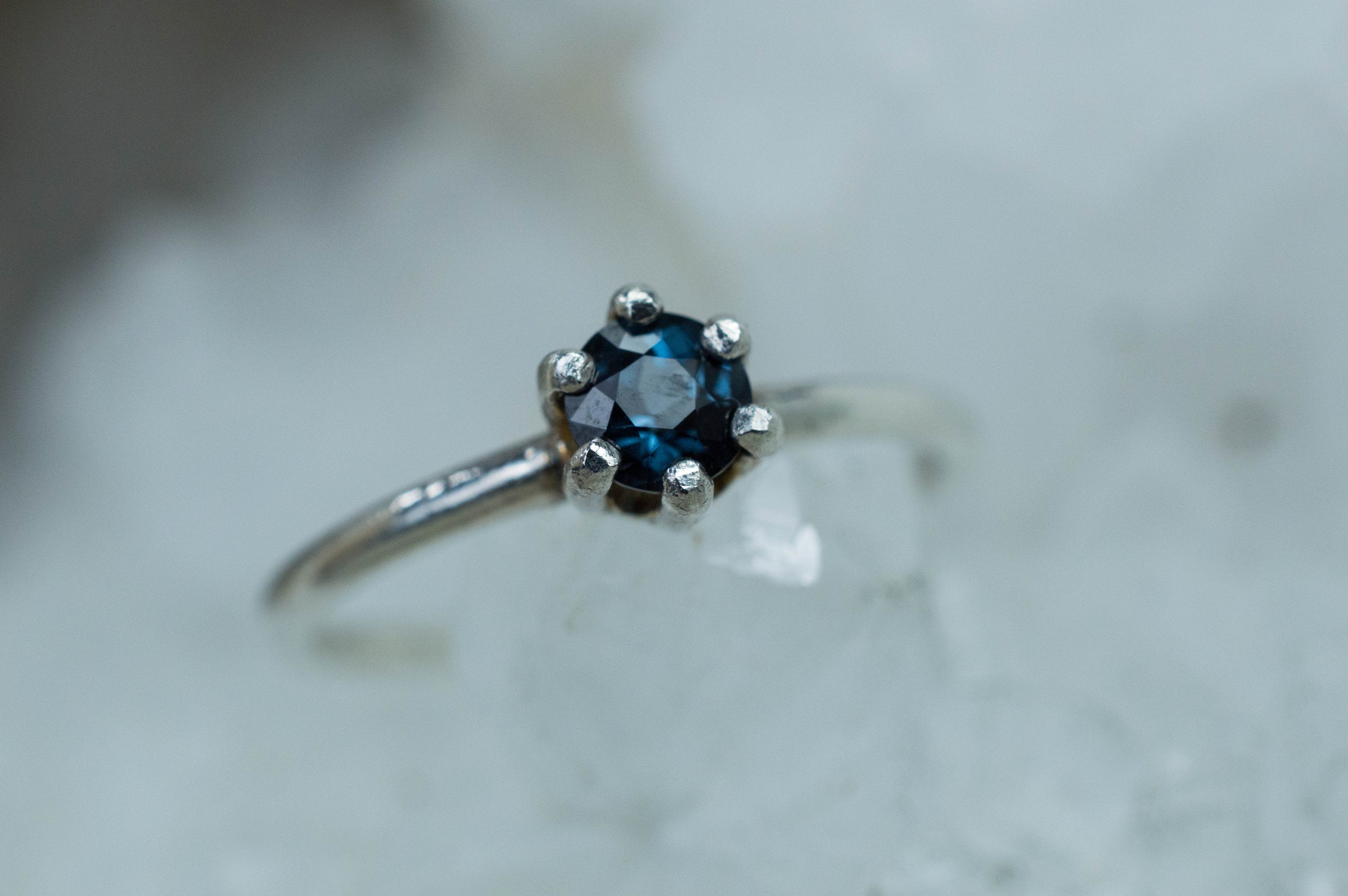 Blue Spinel Ring, Genuine Untreated Mozambique Spinel - Mark Oliver Gems