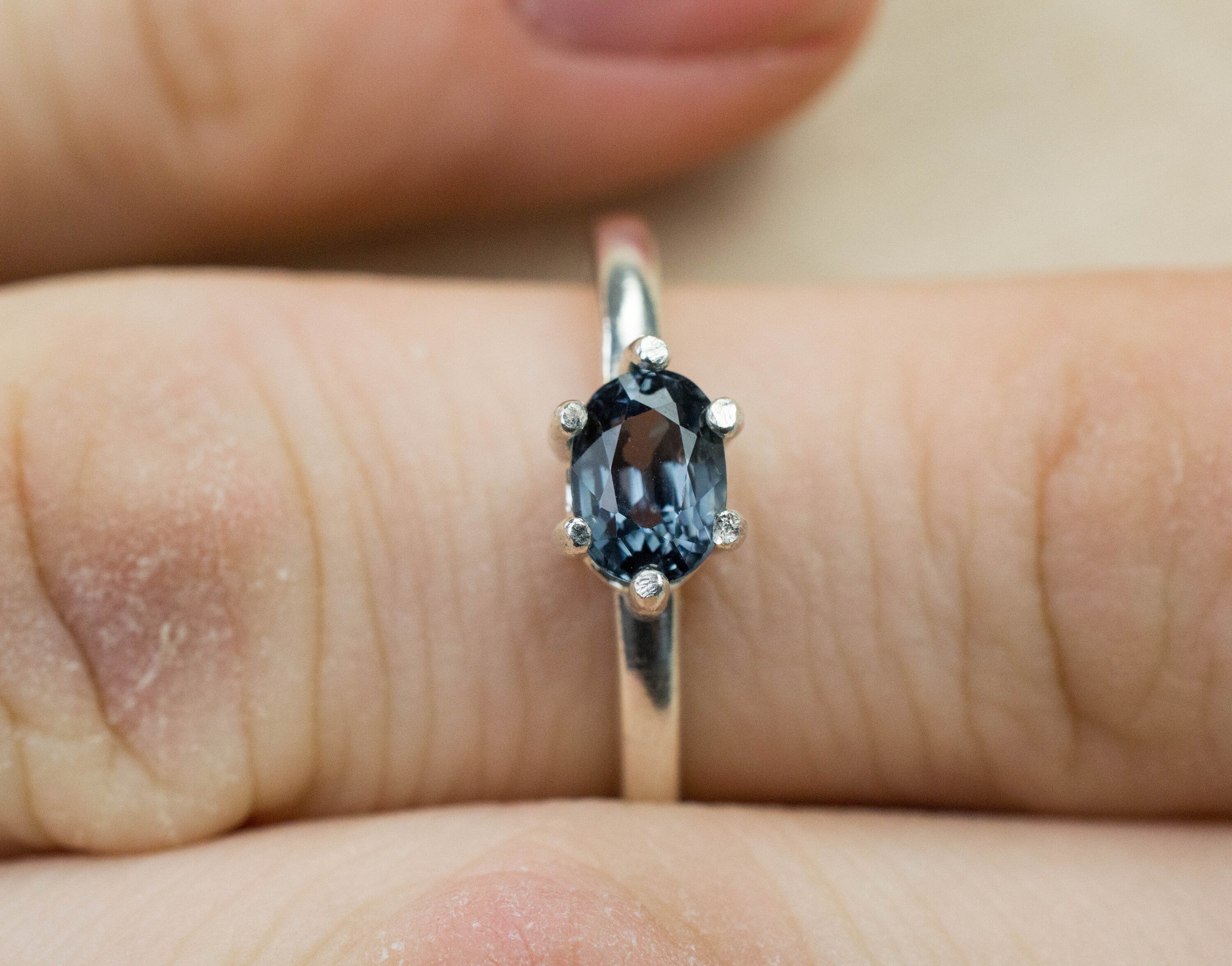 Blue Spinel Ring, Genuine Untreated Tanzania Spinel