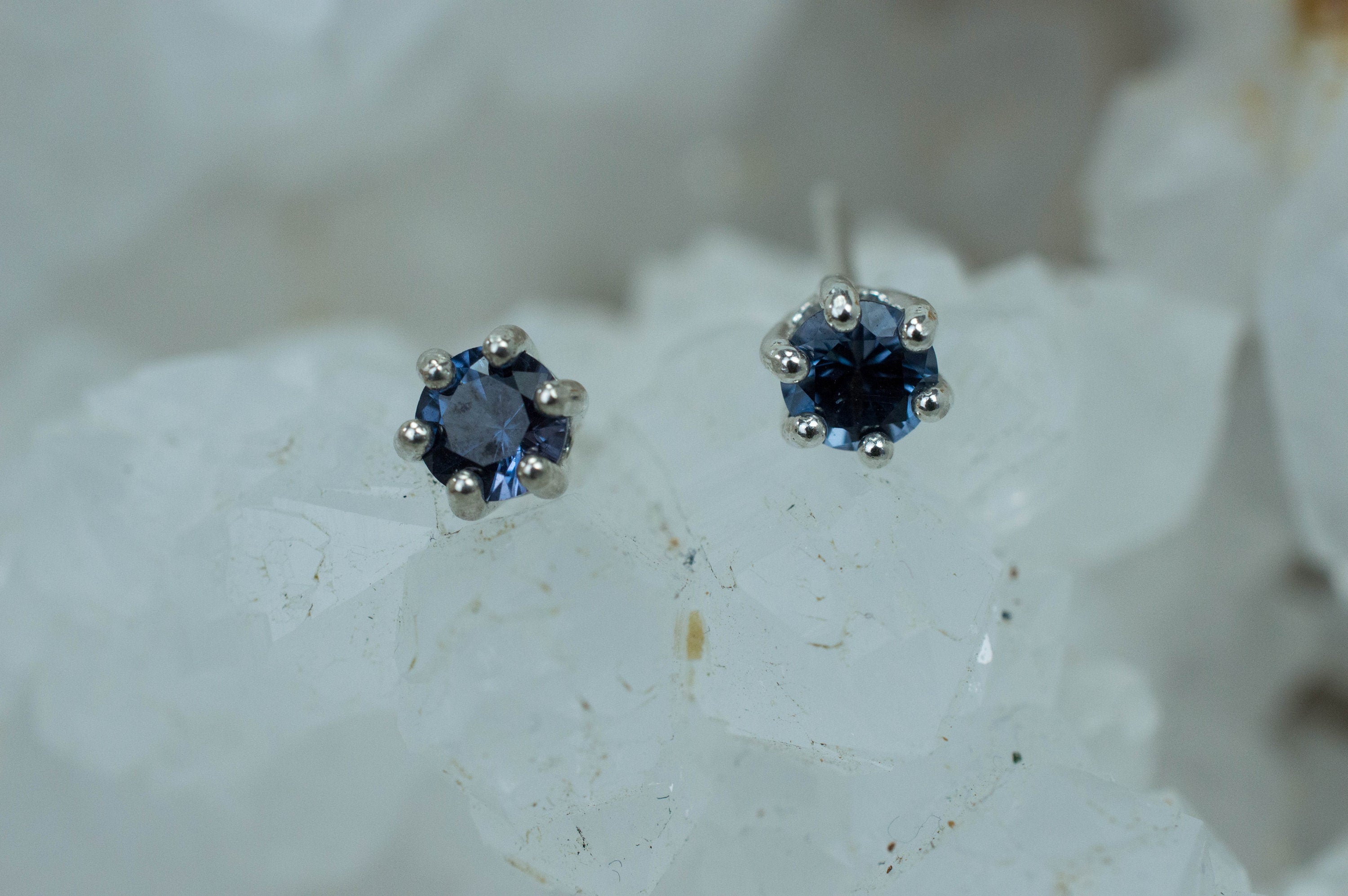Blue Spinel Earrings; Natural Untreated Mozambique Spinel; 0.515cts - Mark Oliver Gems