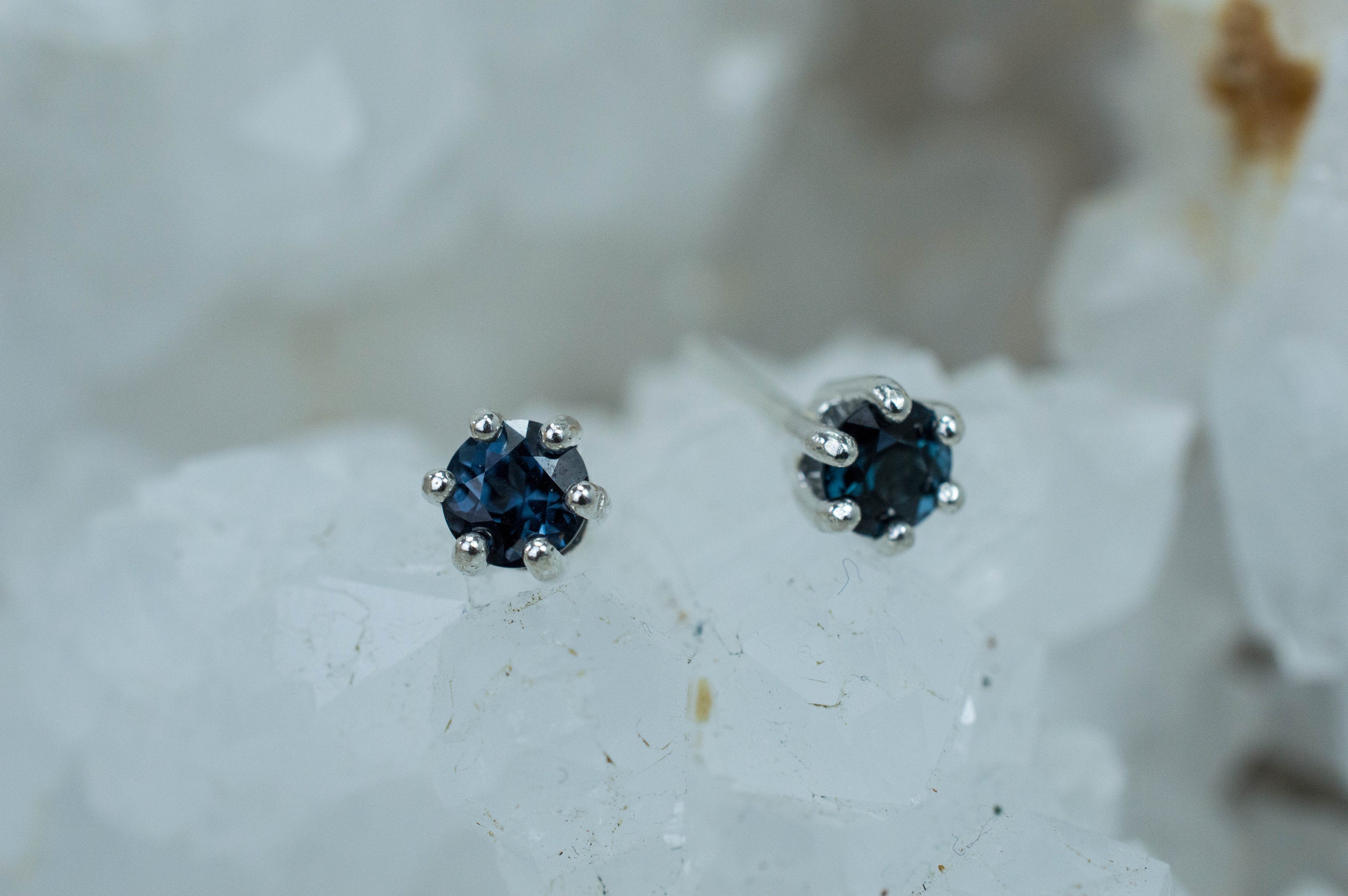 Blue Spinel Earrings; Natural Untreated Mozambique Spinel; 0.630cts - Mark Oliver Gems