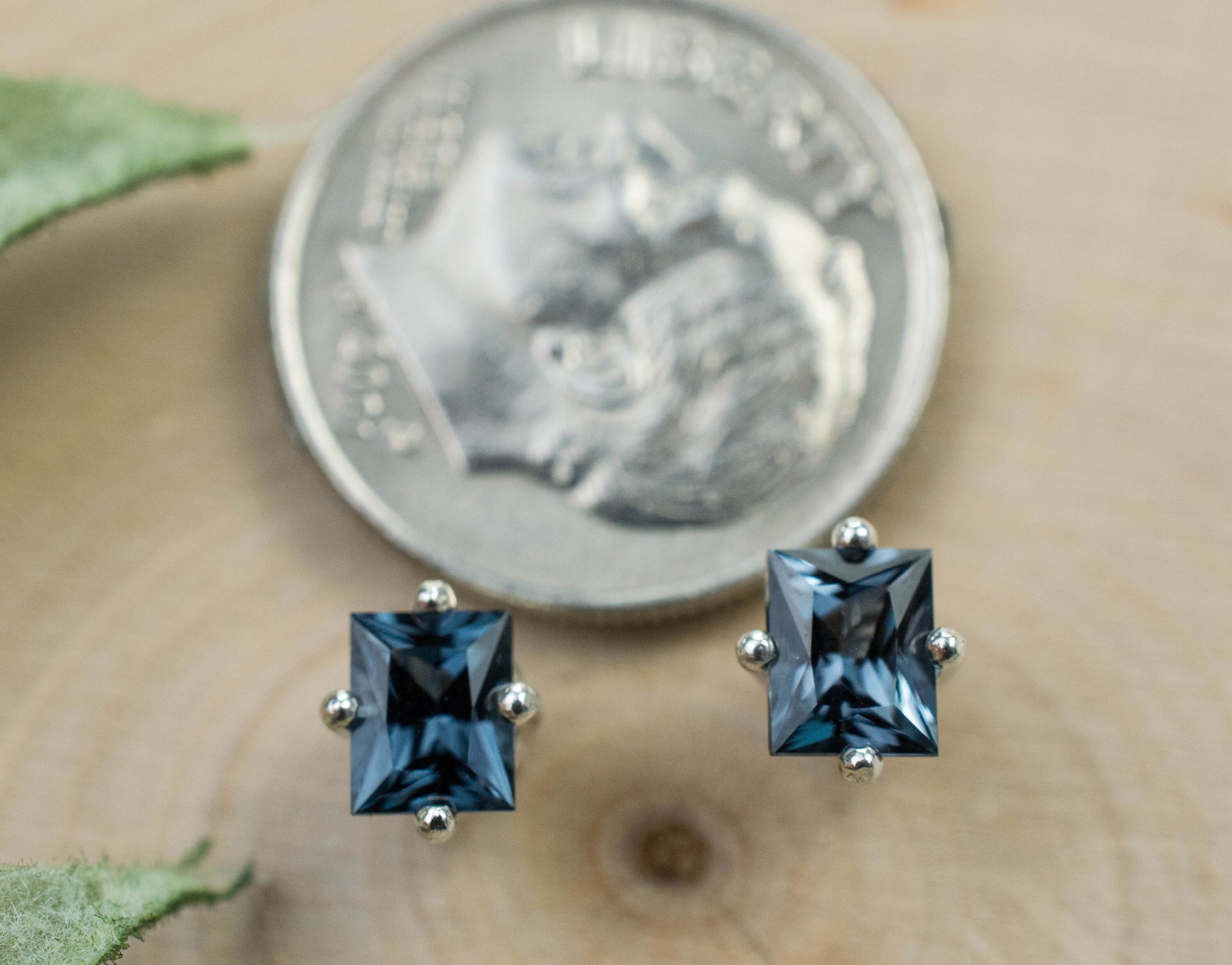 Blue Spinel Earrings; Natural Untreated Mozambique Spinel; 0.930cts - Mark Oliver Gems
