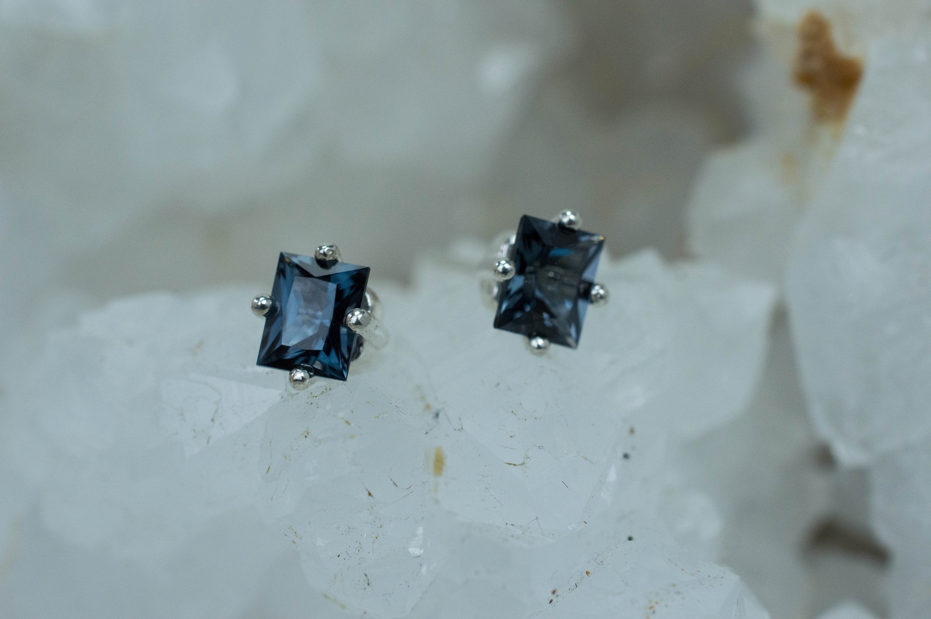 Blue Spinel Earrings; Natural Untreated Mozambique Spinel; 0.930cts - Mark Oliver Gems