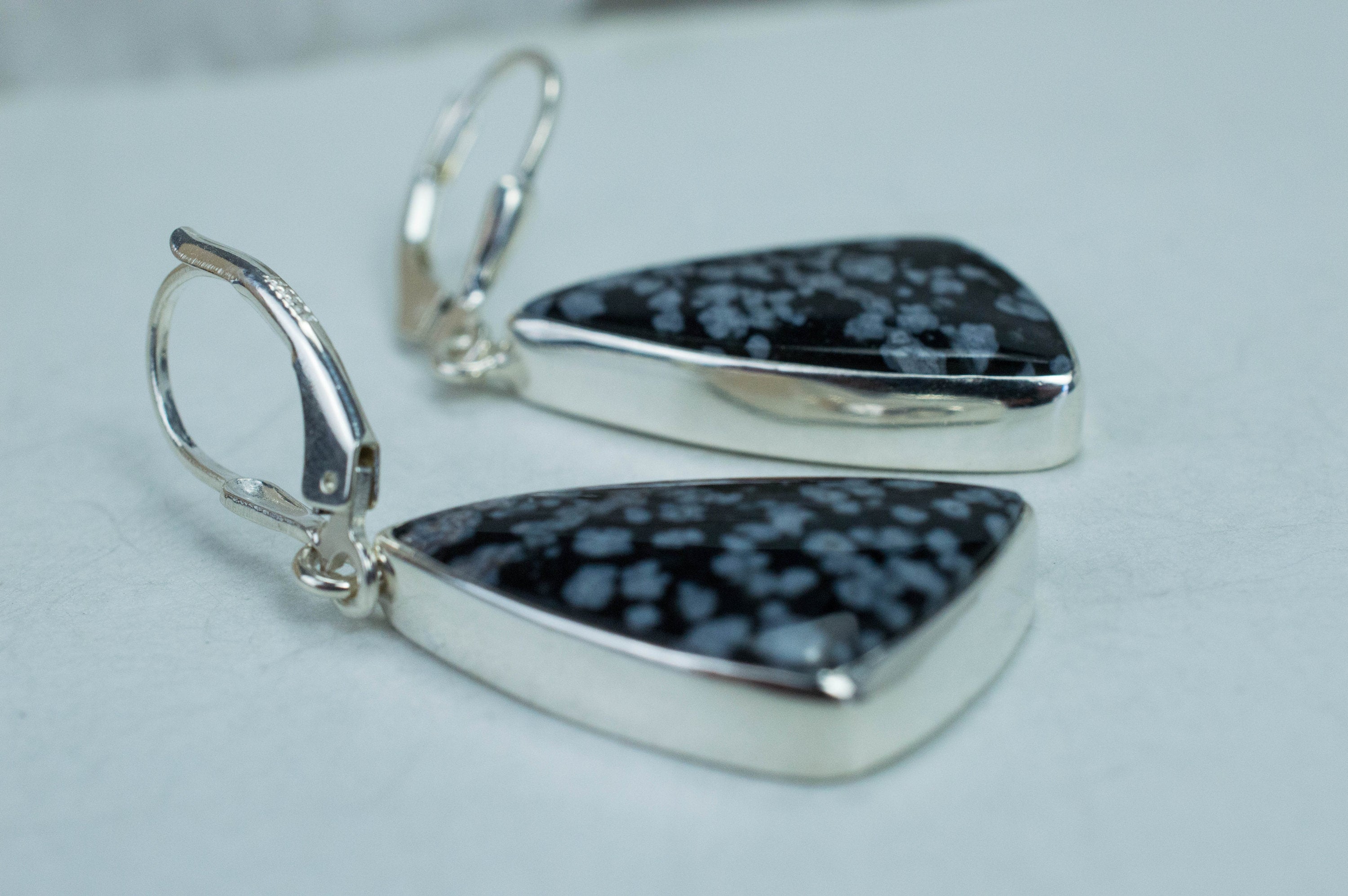 Snowflake Obsidian Earrings; Genuine Untreated Utah Obsidian - Mark Oliver Gems