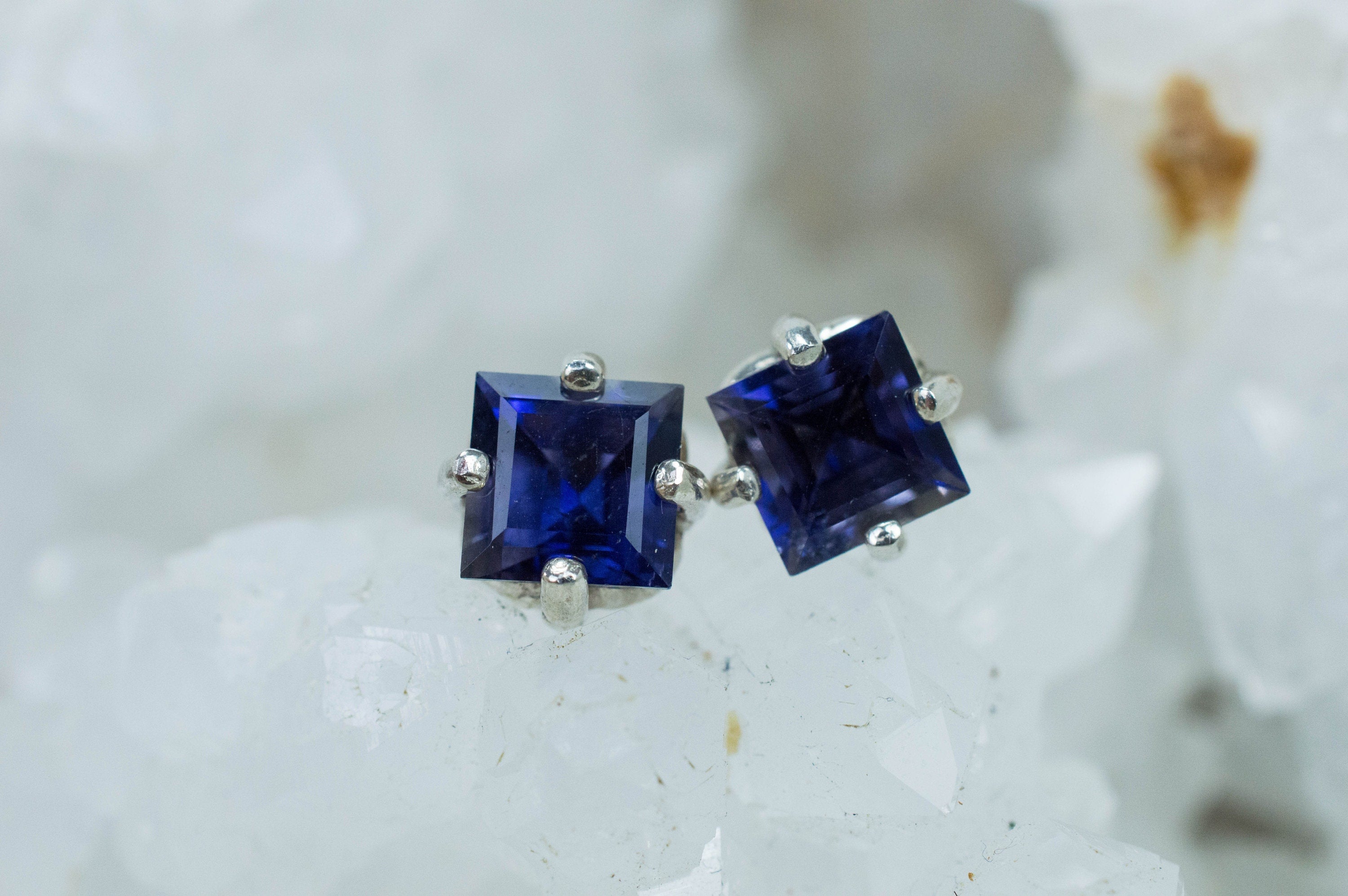 Iolite Earrings; Natural Untreated Madagascan Iolite; 2.130cts - Mark Oliver Gems