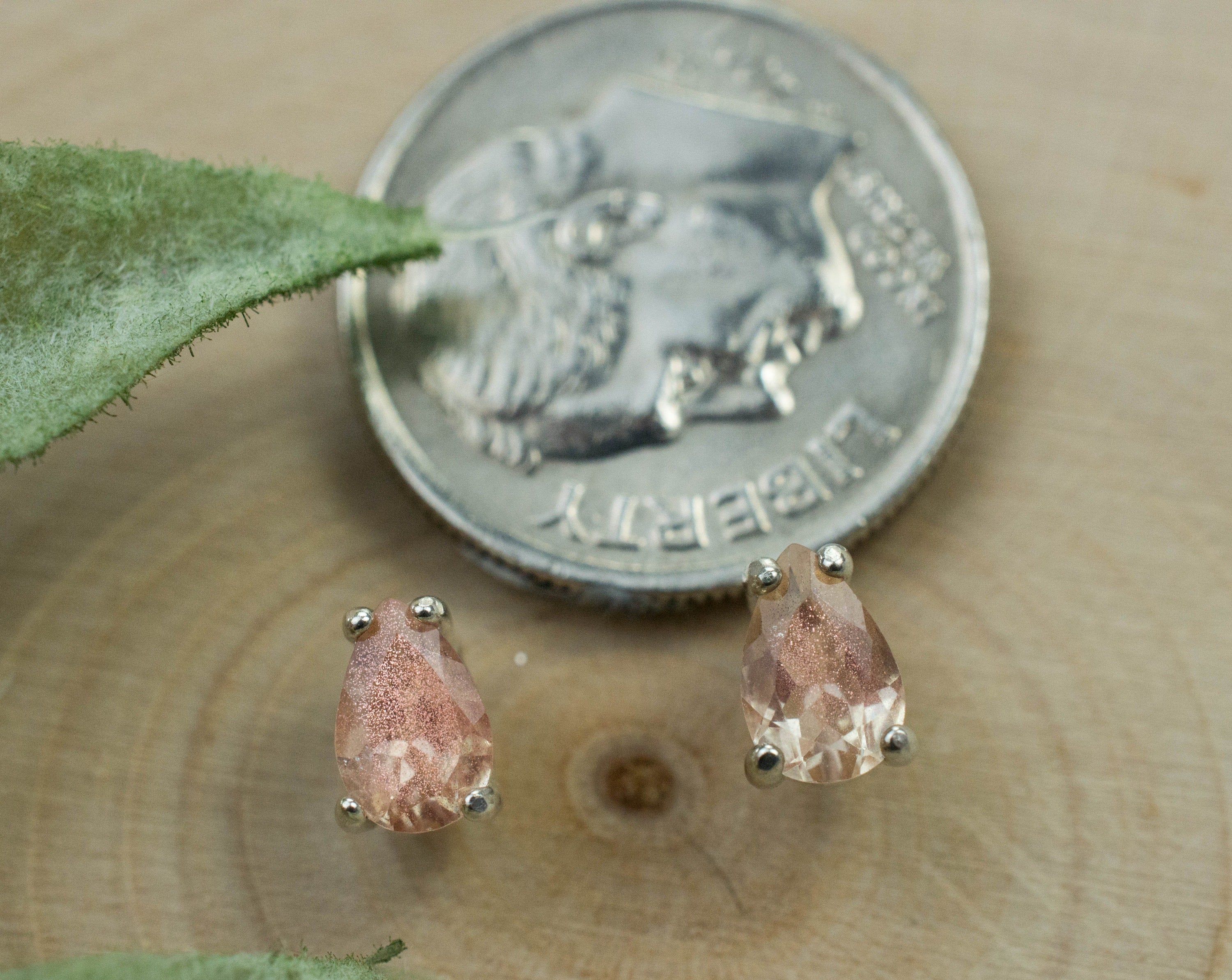 Oregon Sunstone Earrings; Natural Untreated USA Sunstone; 0.690cts - Mark Oliver Gems