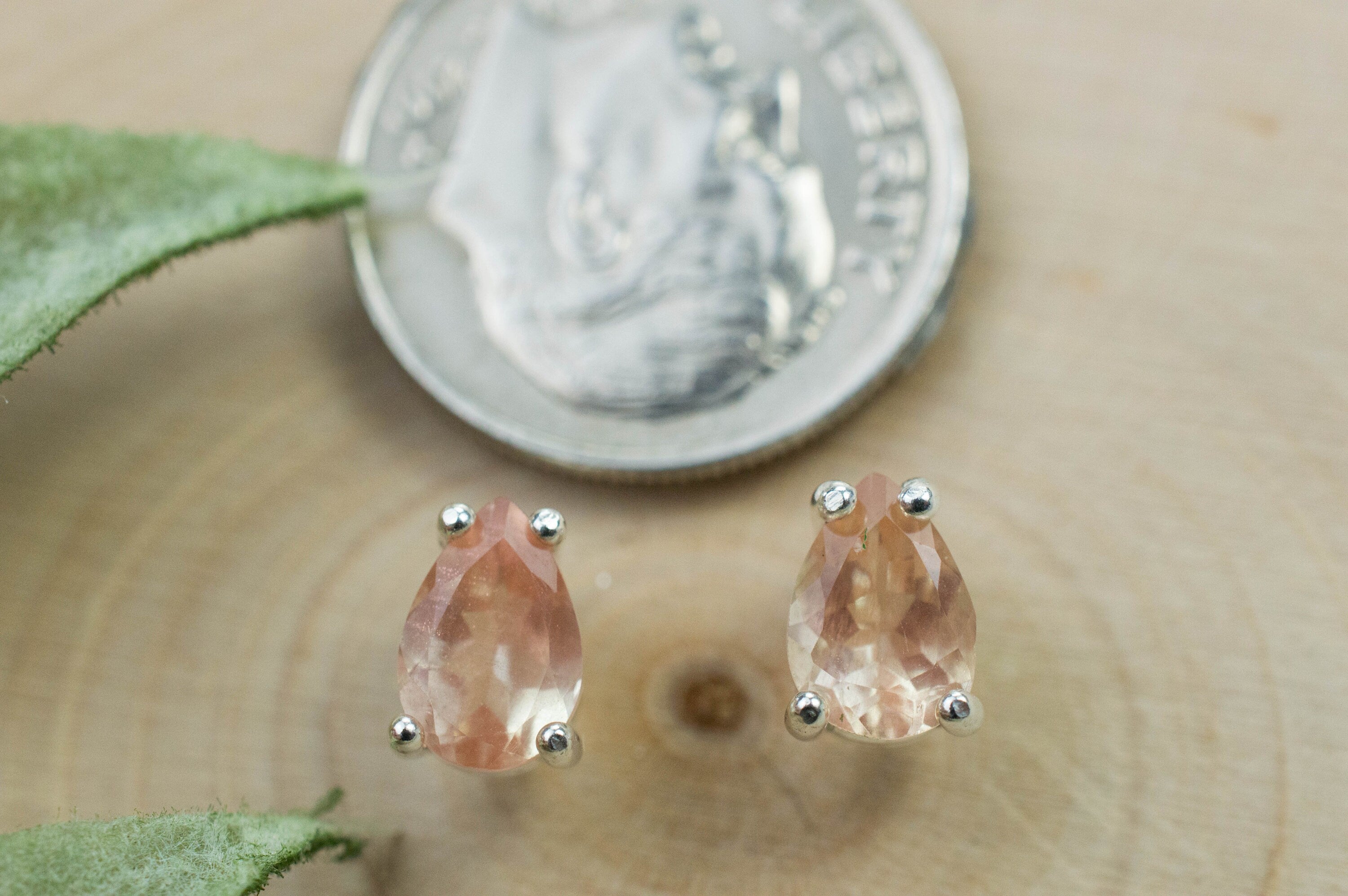 Oregon Sunstone Earrings; Natural Untreated USA Sunstone; 1.205cts - Mark Oliver Gems