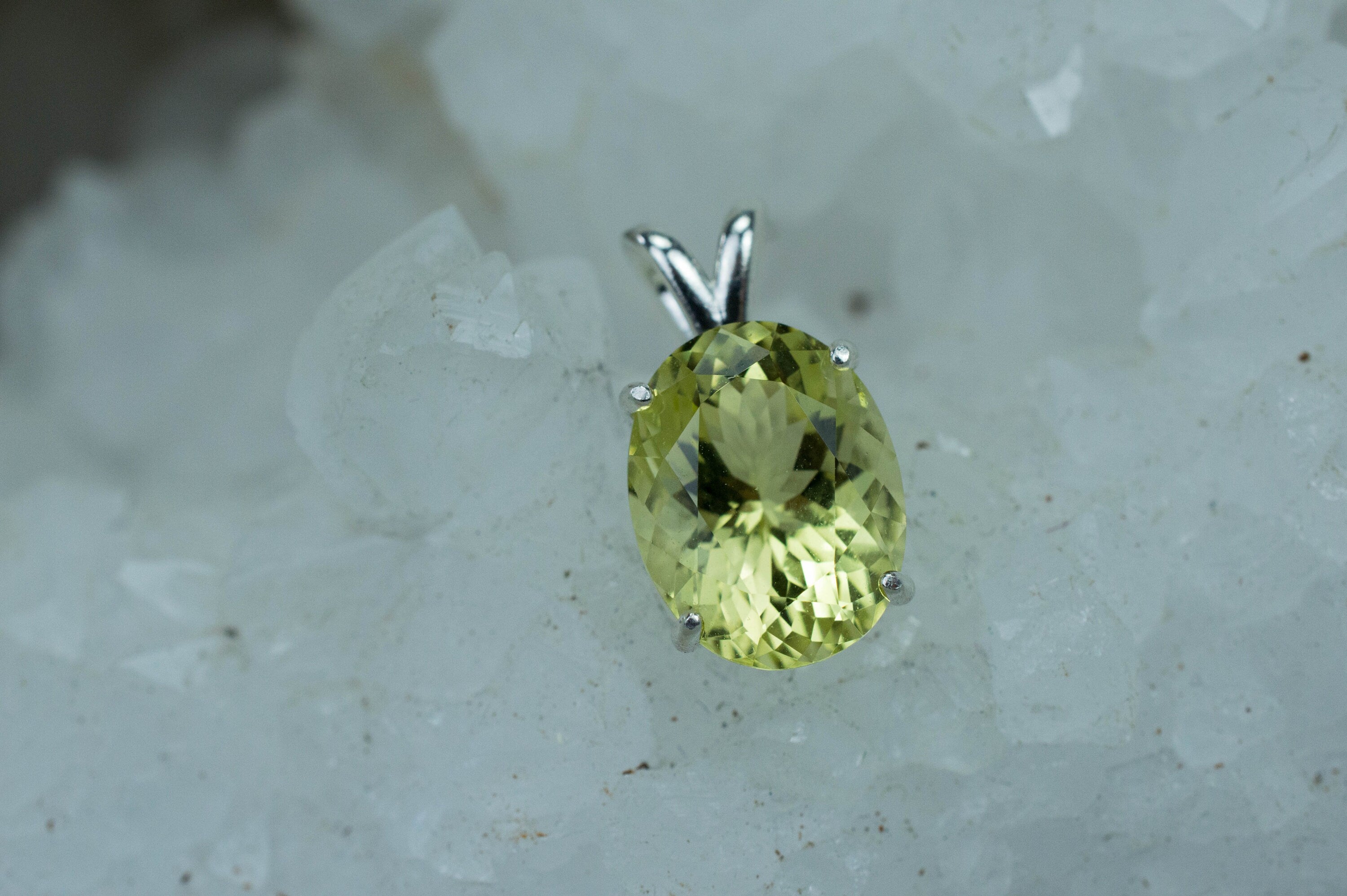 Lemon Quartz Pendant; Natural Untreated Brazil Quartz; 5.020cts - Mark Oliver Gems