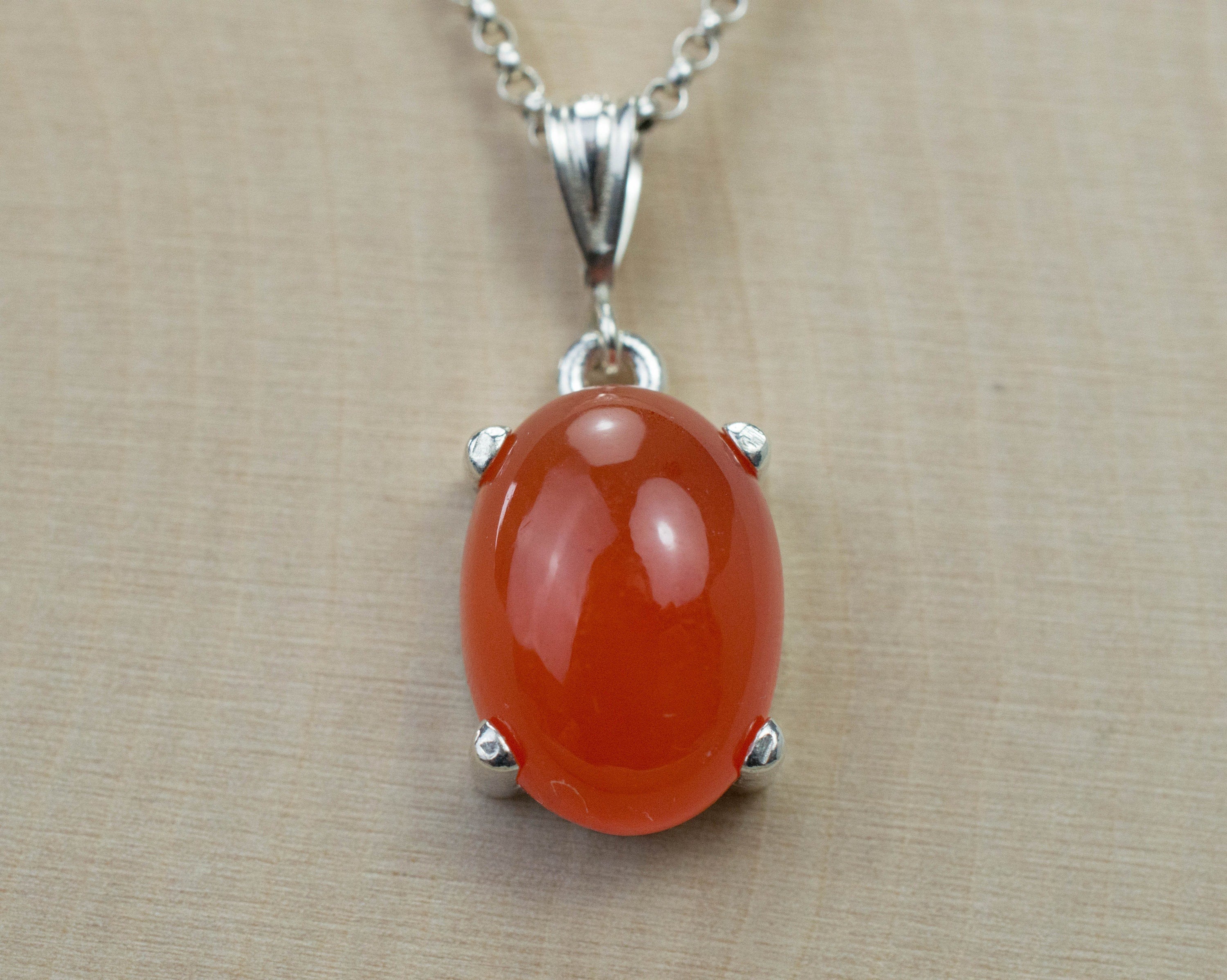 Carnelian Pendant, Genuine Untreated India Carnelian; 6.120cts - Mark Oliver Gems