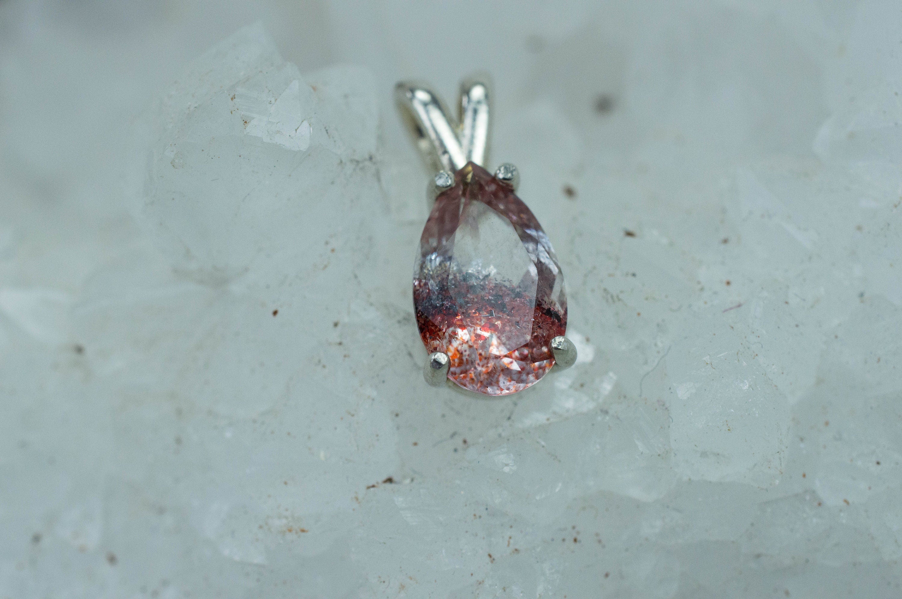 Hematite Quartz Pendant; Natural Untreated Tanzania Fire and Ice Quartz; 1.955cts - Mark Oliver Gems