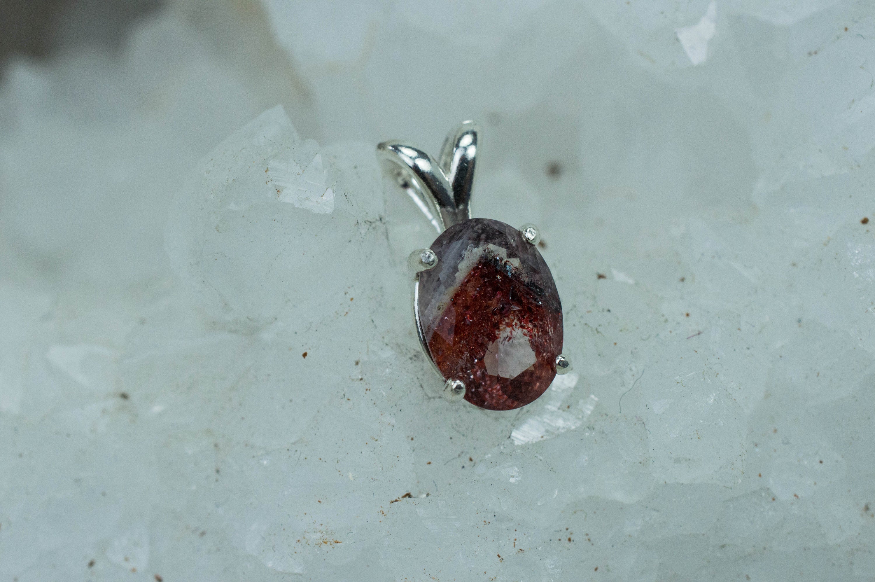 Hematite Quartz Pendant; Natural Untreated Tanzania Fire and Ice Quartz; 2.445cts - Mark Oliver Gems