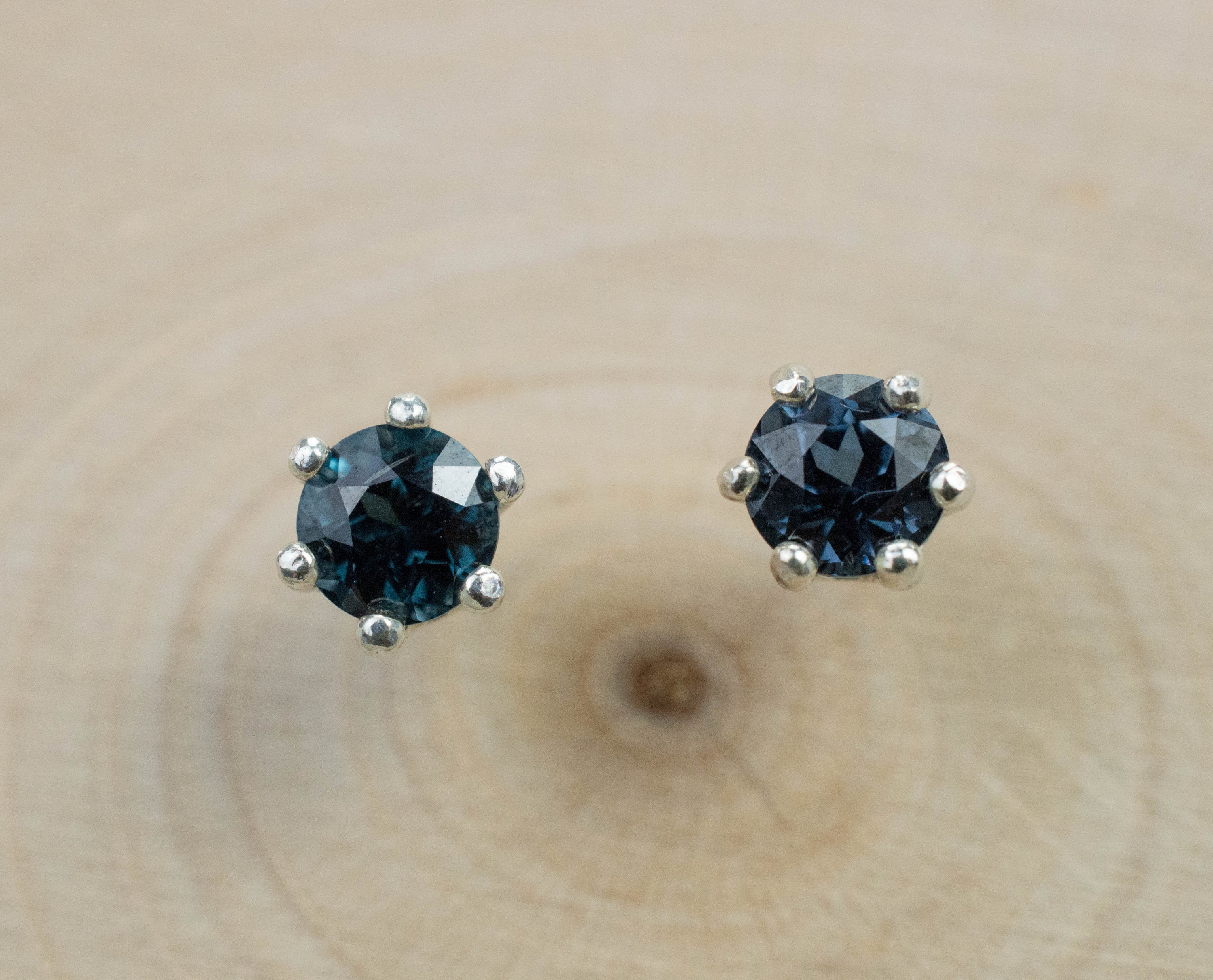 Blue Spinel Earrings; Natural Untreated Mozambique Spinel; 0.900cts - Mark Oliver Gems