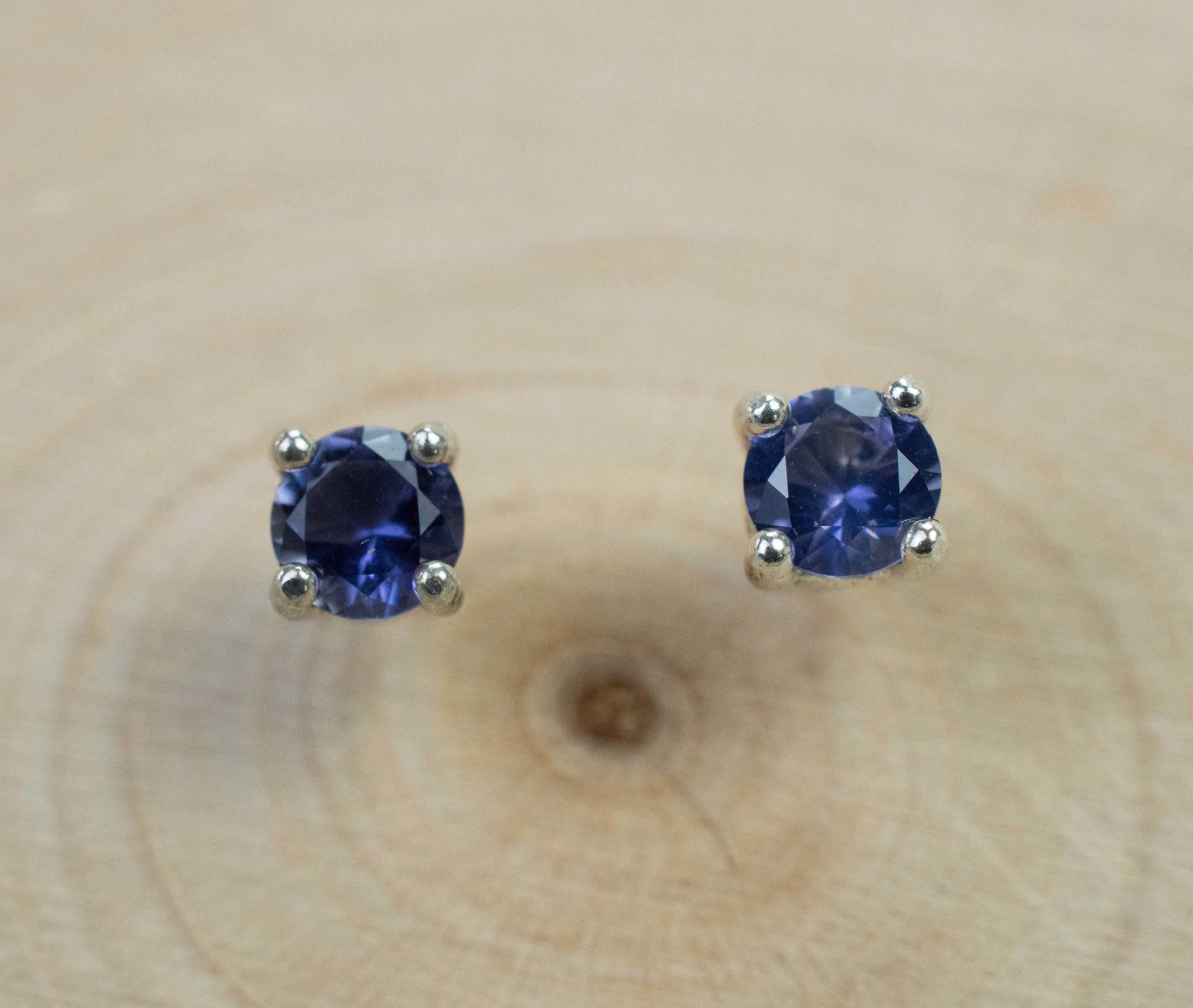 Iolite Earrings; Natural Untreated Madagascan Iolite; 0.380cts - Mark Oliver Gems