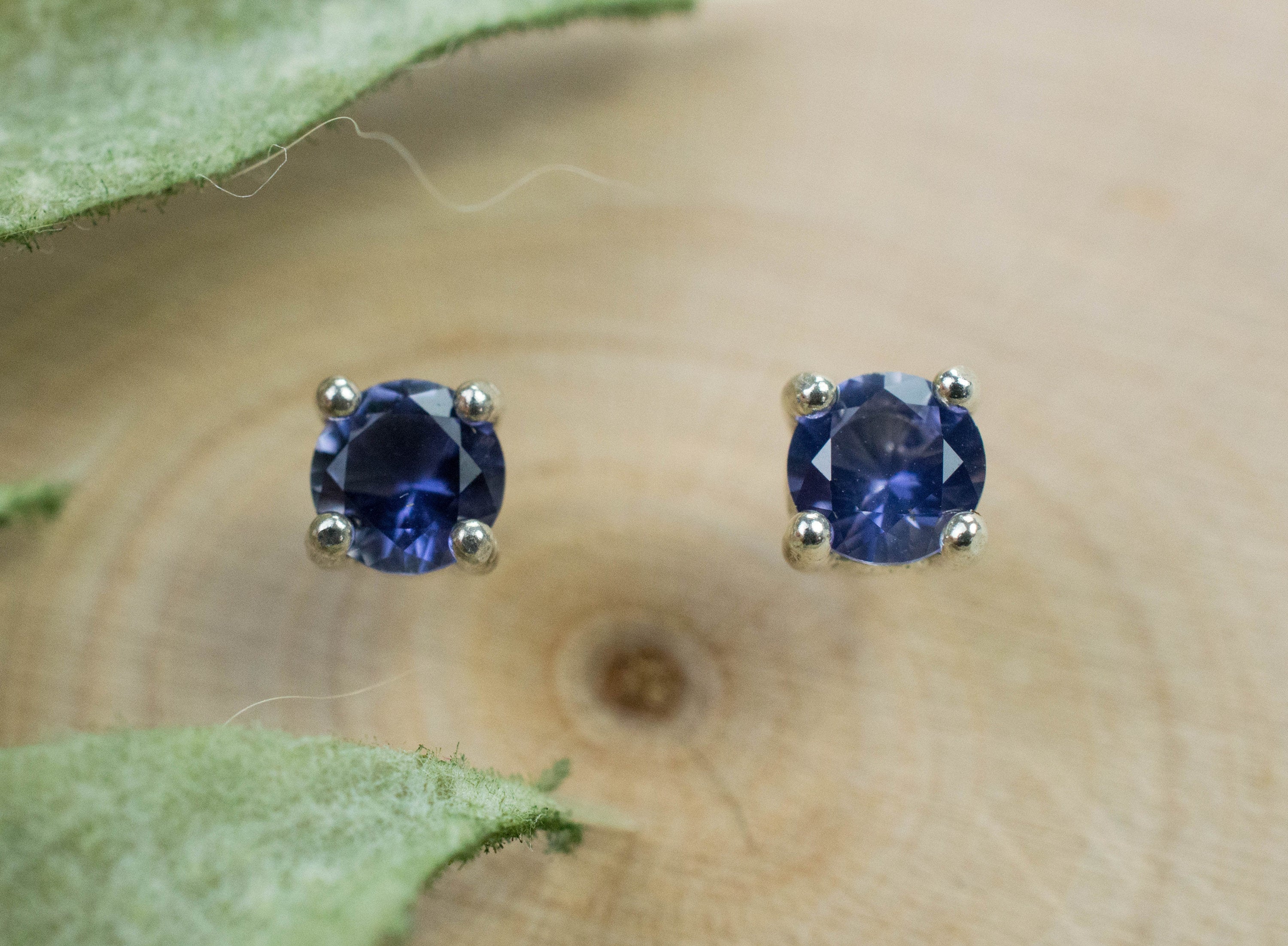 Iolite Earrings; Natural Untreated Madagascan Iolite; 0.380cts - Mark Oliver Gems