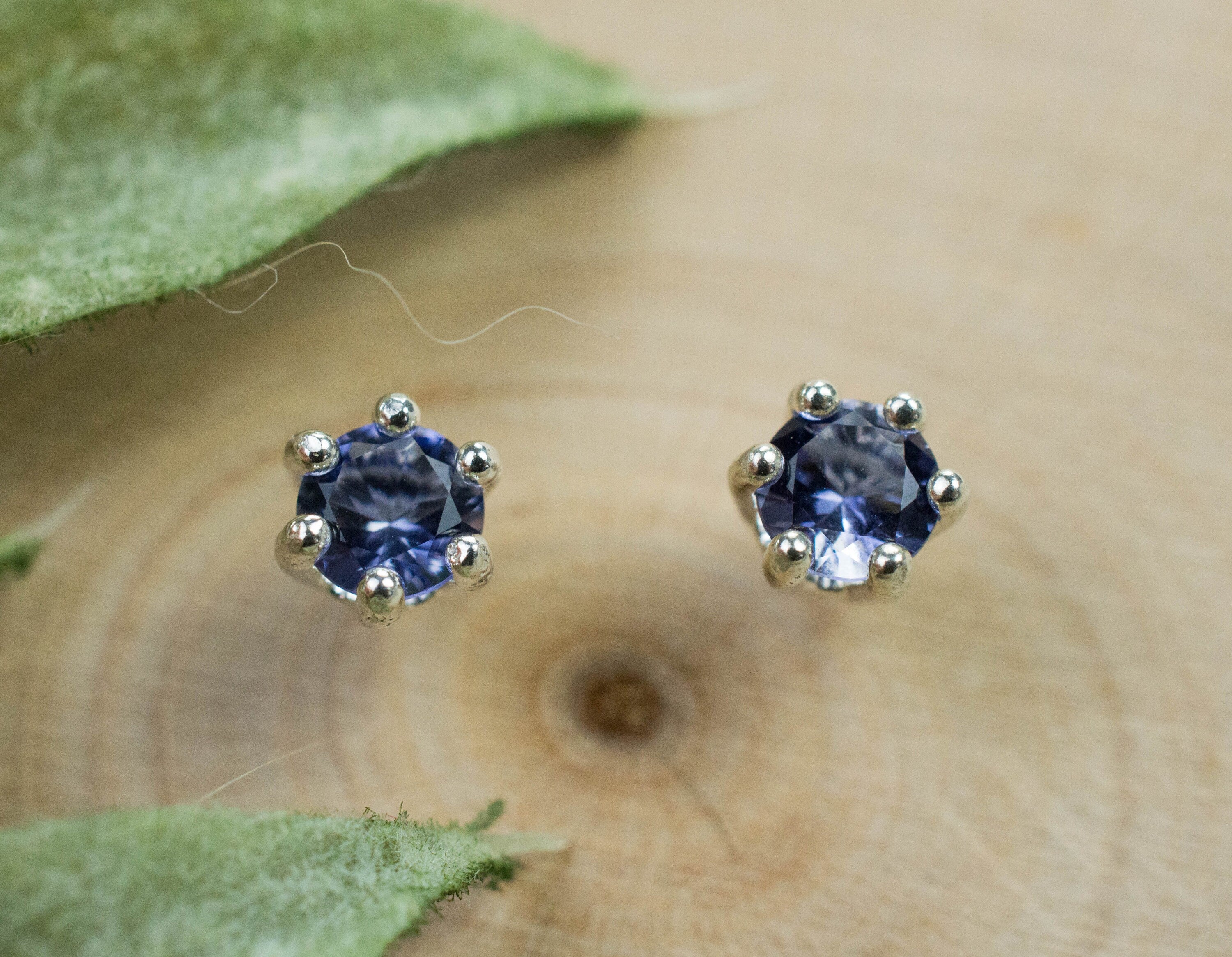 Iolite Earrings; Natural Untreated Madagascan Iolite; 0.390cts - Mark Oliver Gems
