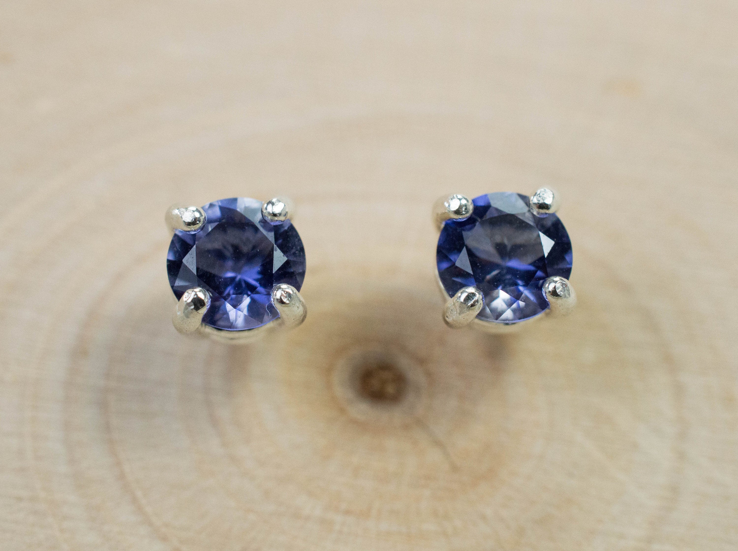 Iolite Earrings; Natural Untreated Madagascan Iolite; 0.695cts - Mark Oliver Gems