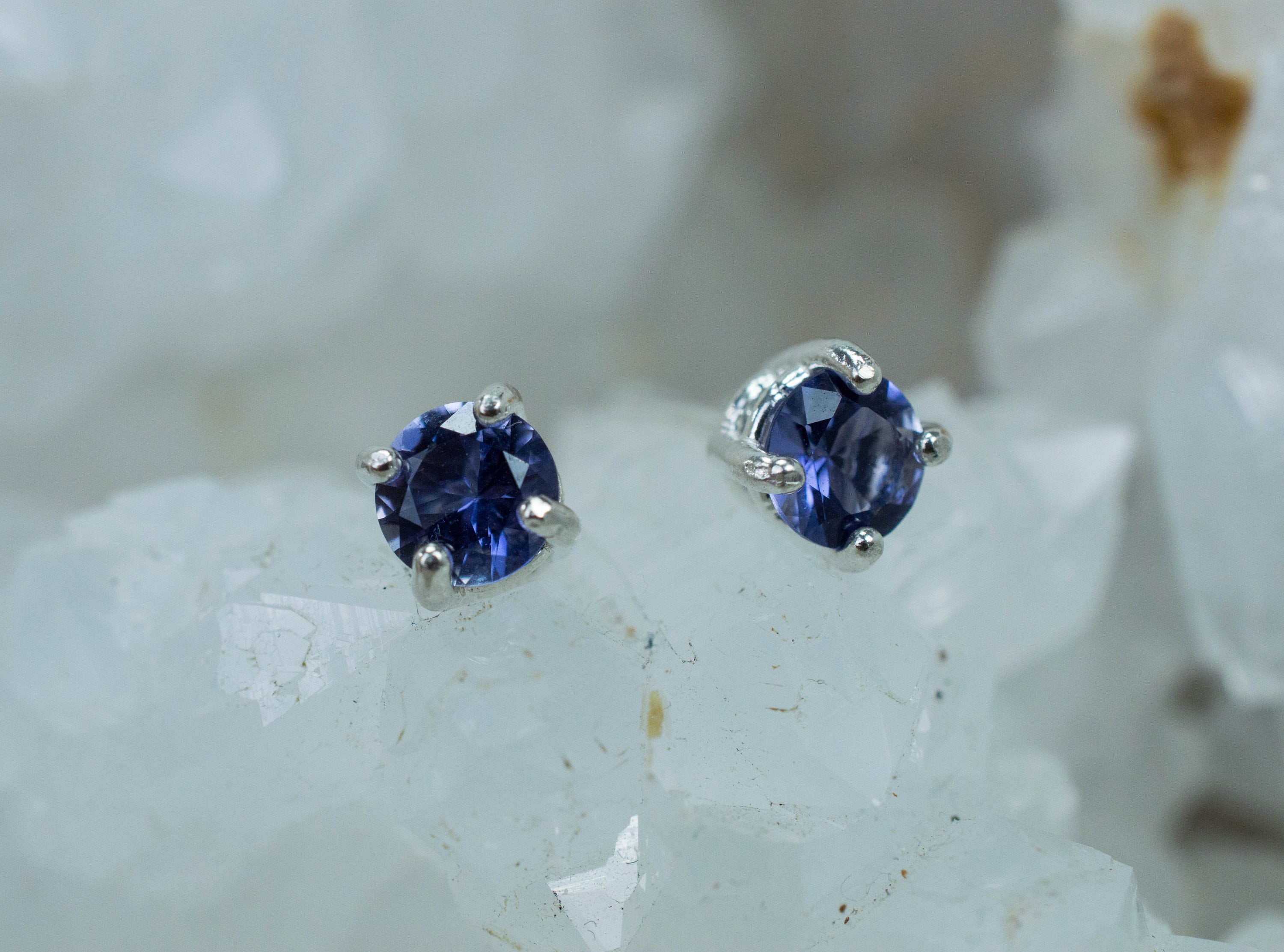 Iolite Earrings; Natural Untreated Madagascan Iolite; 0.695cts - Mark Oliver Gems