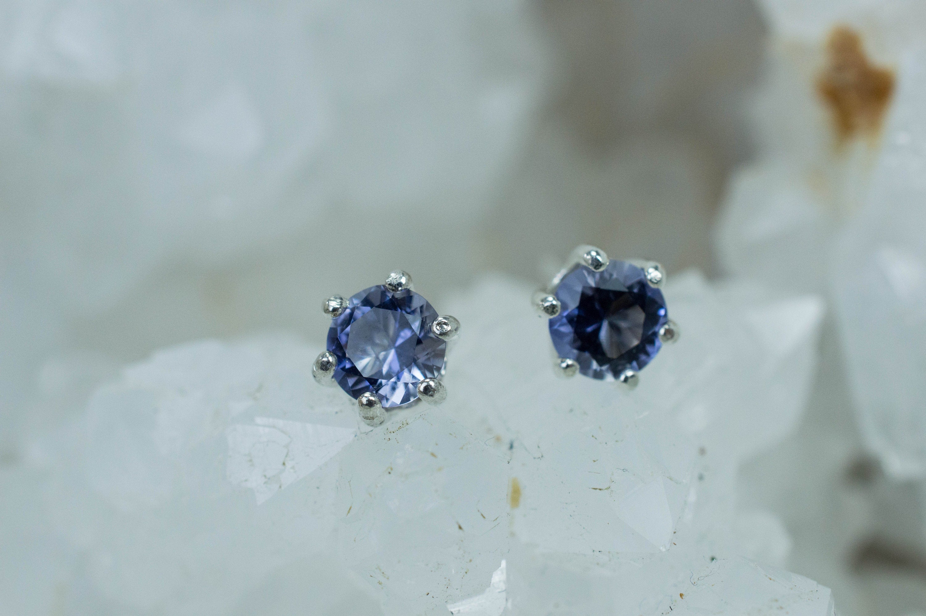 Iolite Earrings; Natural Untreated Madagascan Iolite; 0.735cts - Mark Oliver Gems