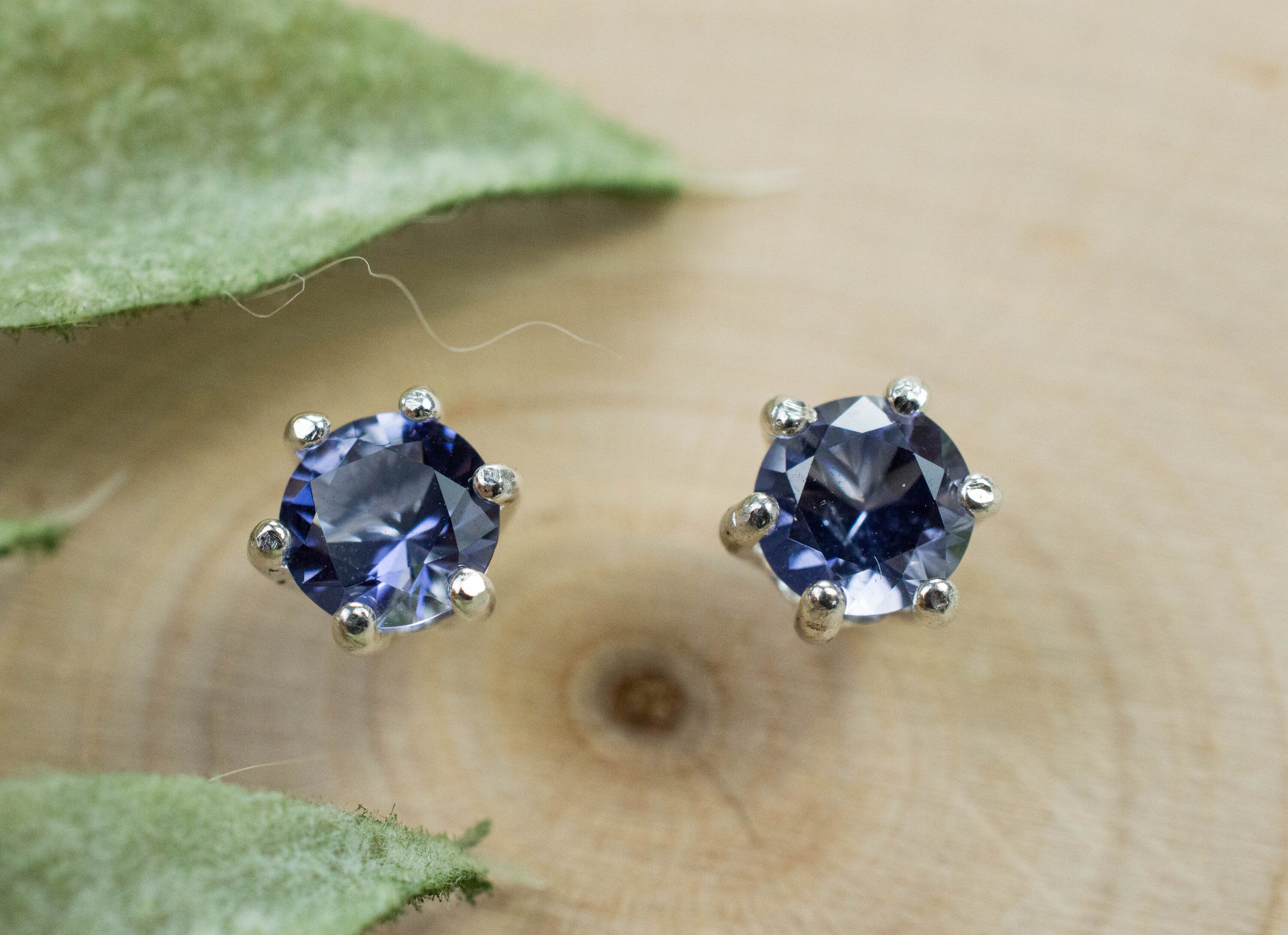 Iolite Earrings; Natural Untreated Madagascan Iolite; 0.735cts - Mark Oliver Gems