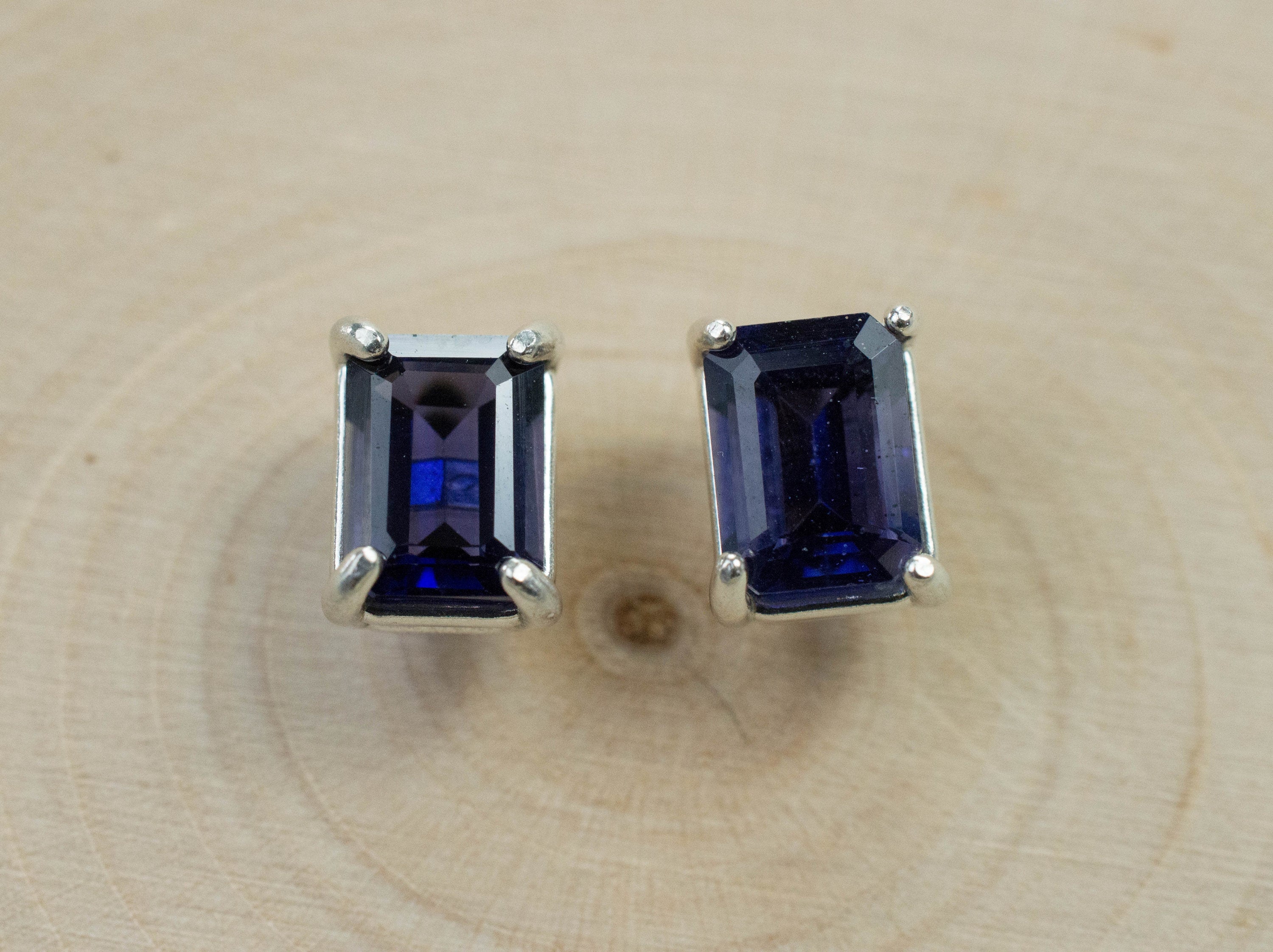 Iolite Earrings; Natural Untreated Madagascan Iolite; 2.000cts - Mark Oliver Gems