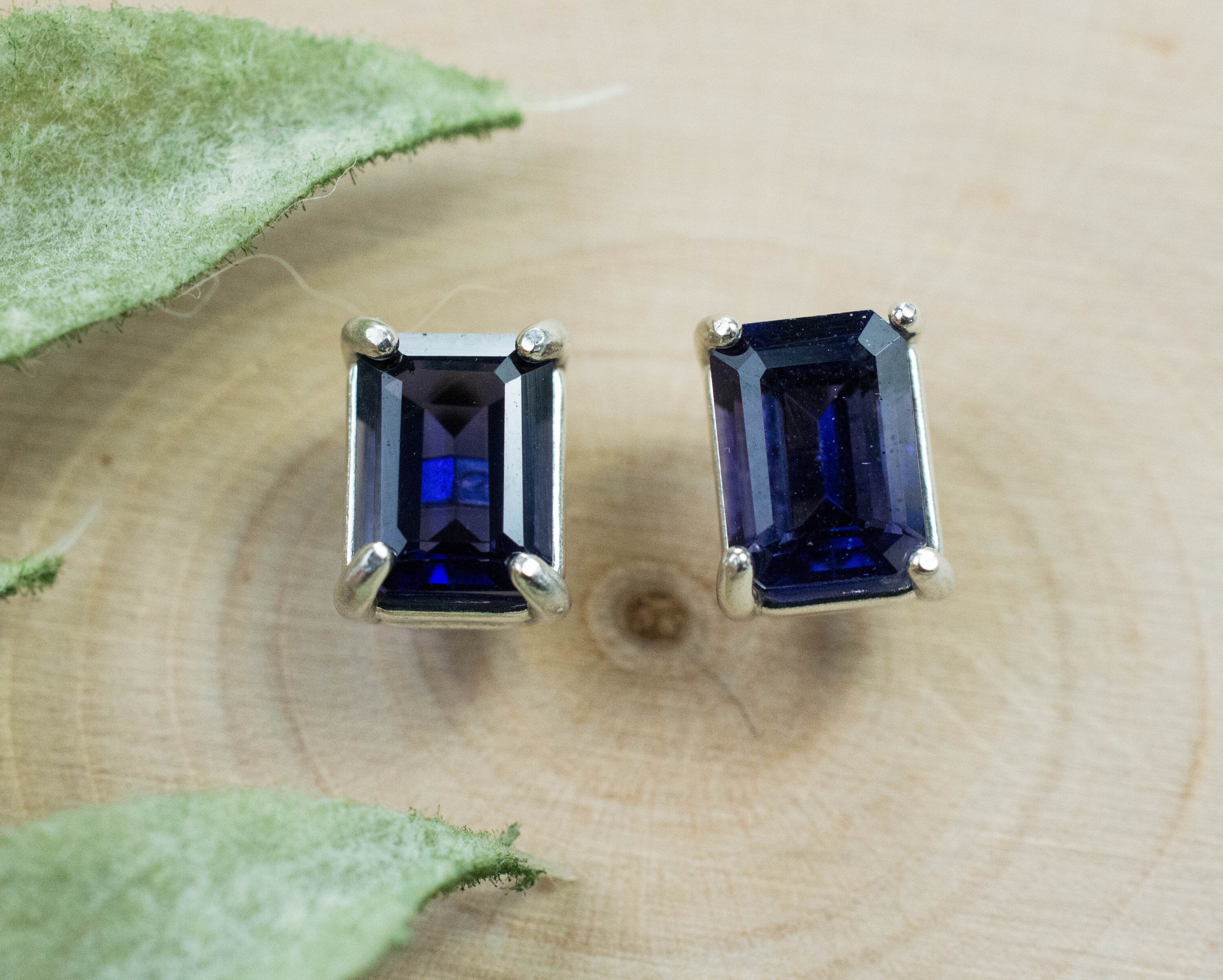 Iolite Earrings; Natural Untreated Madagascan Iolite; 2.000cts - Mark Oliver Gems