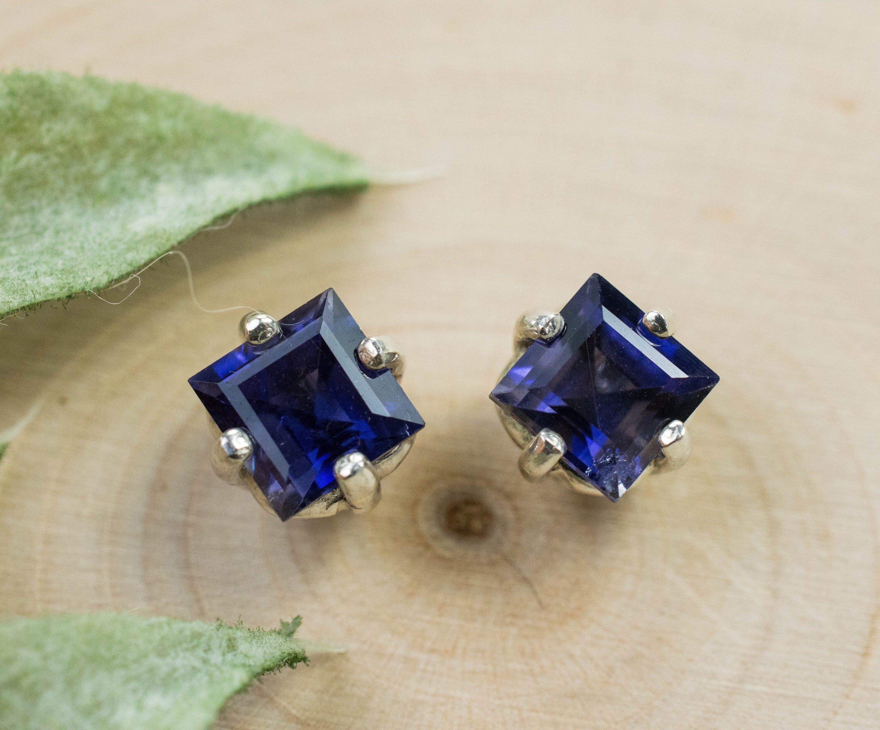 Iolite Earrings; Natural Untreated Madagascan Iolite; 2.130cts - Mark Oliver Gems