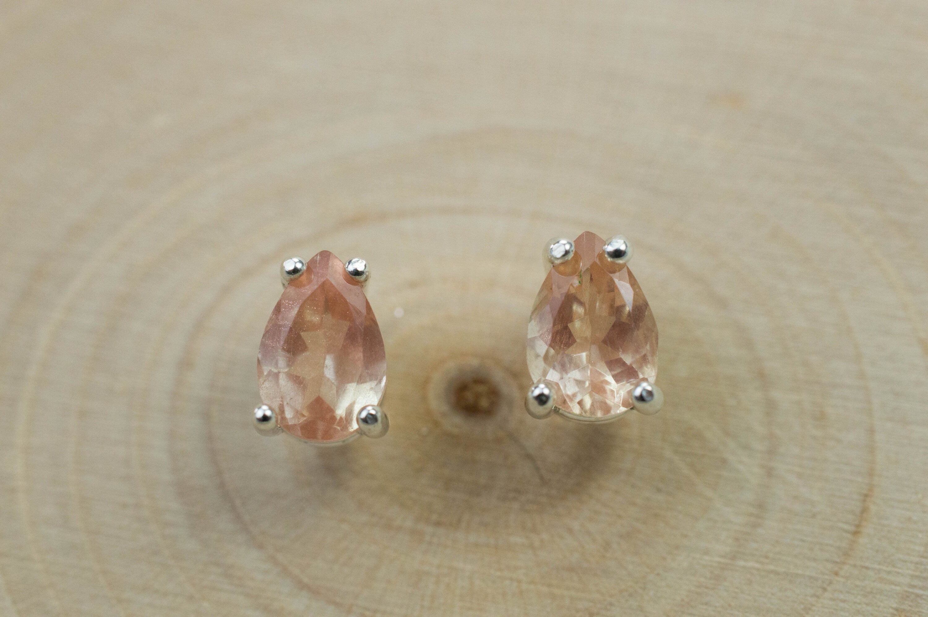 Oregon Sunstone Earrings; Natural Untreated USA Sunstone; 1.205cts - Mark Oliver Gems